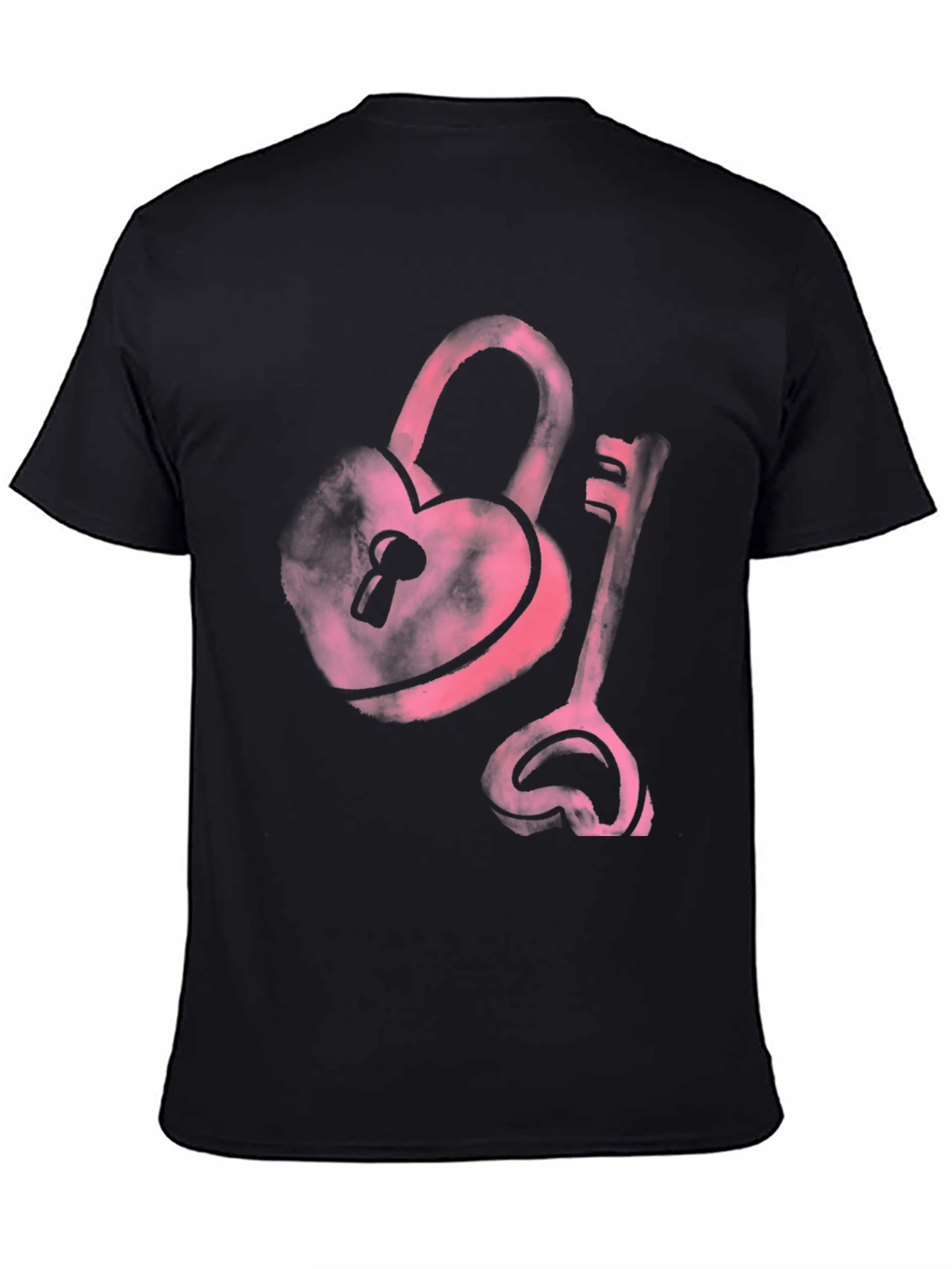 Heart Lock and Key Black T-Shirt