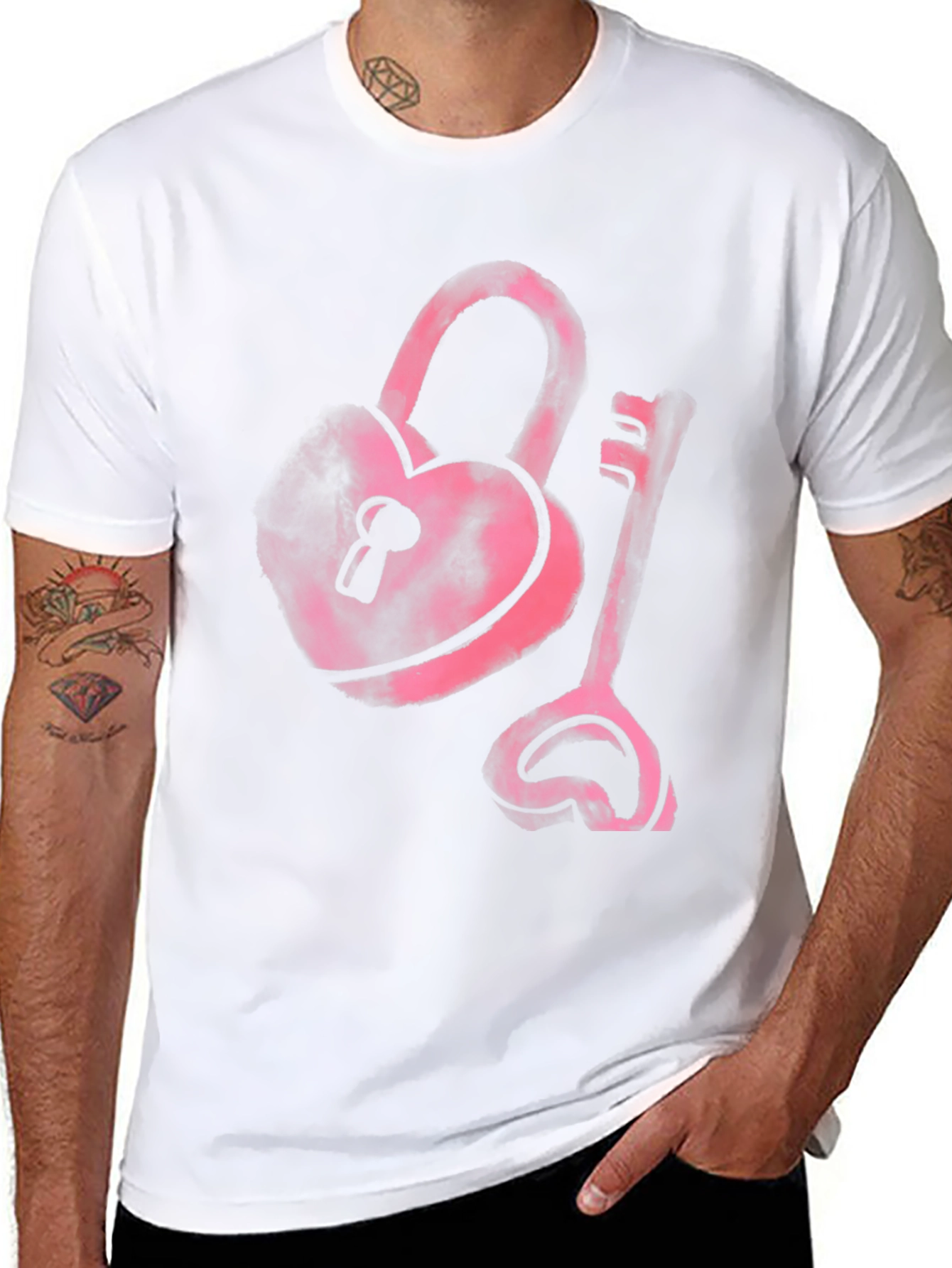 Heart Lock and Key Black T-Shirt