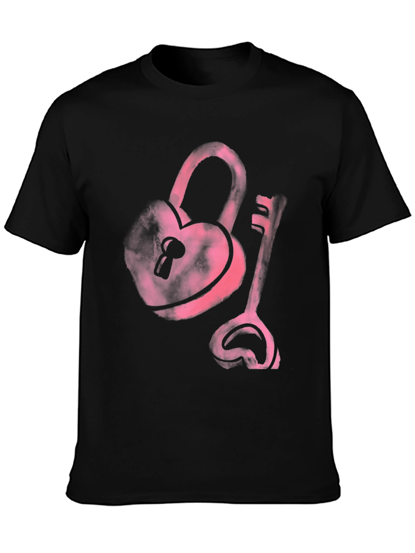 Heart Lock and Key Black T-Shirt