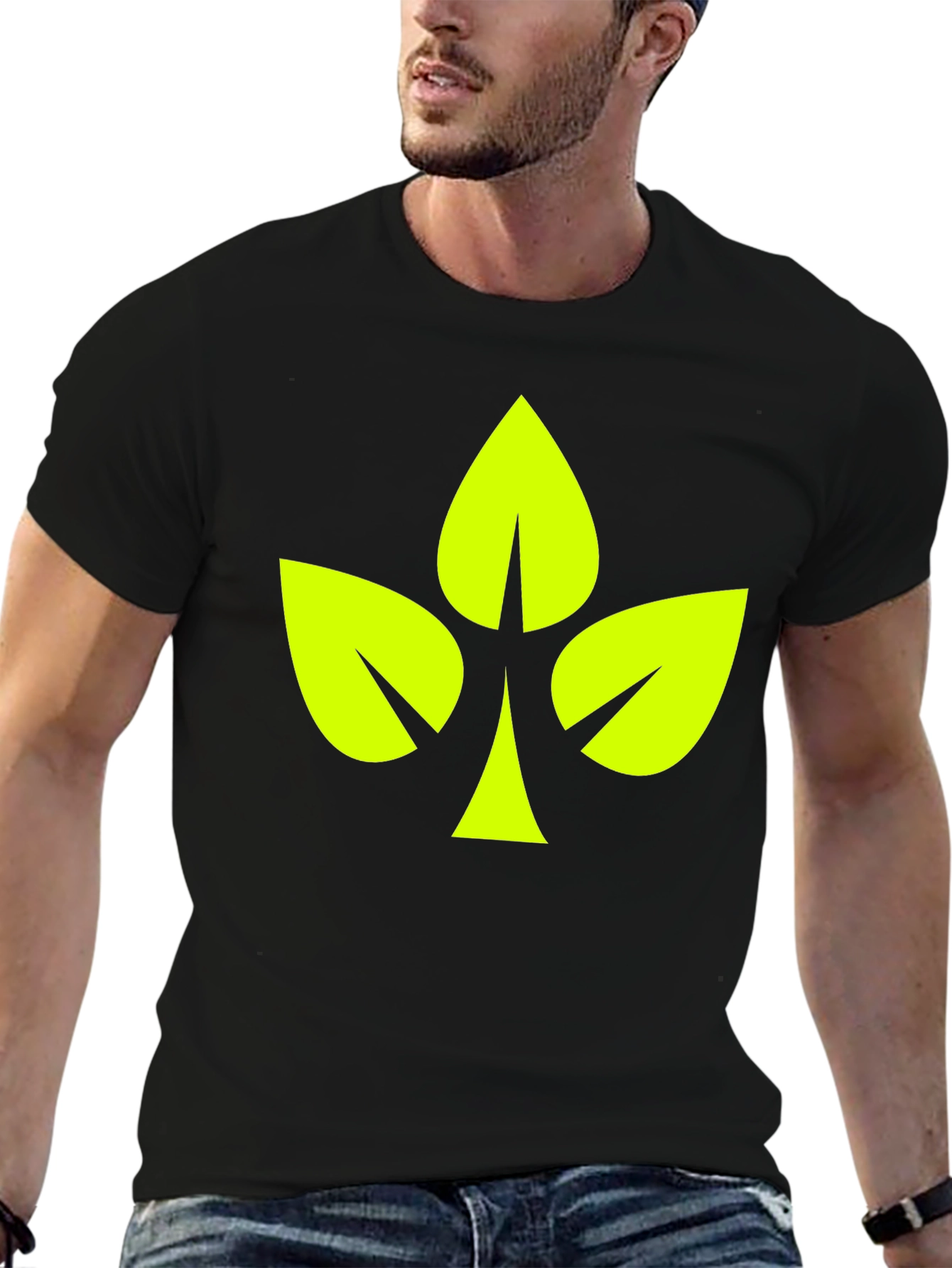 Leaf Clover Graphic Black T-Shirt