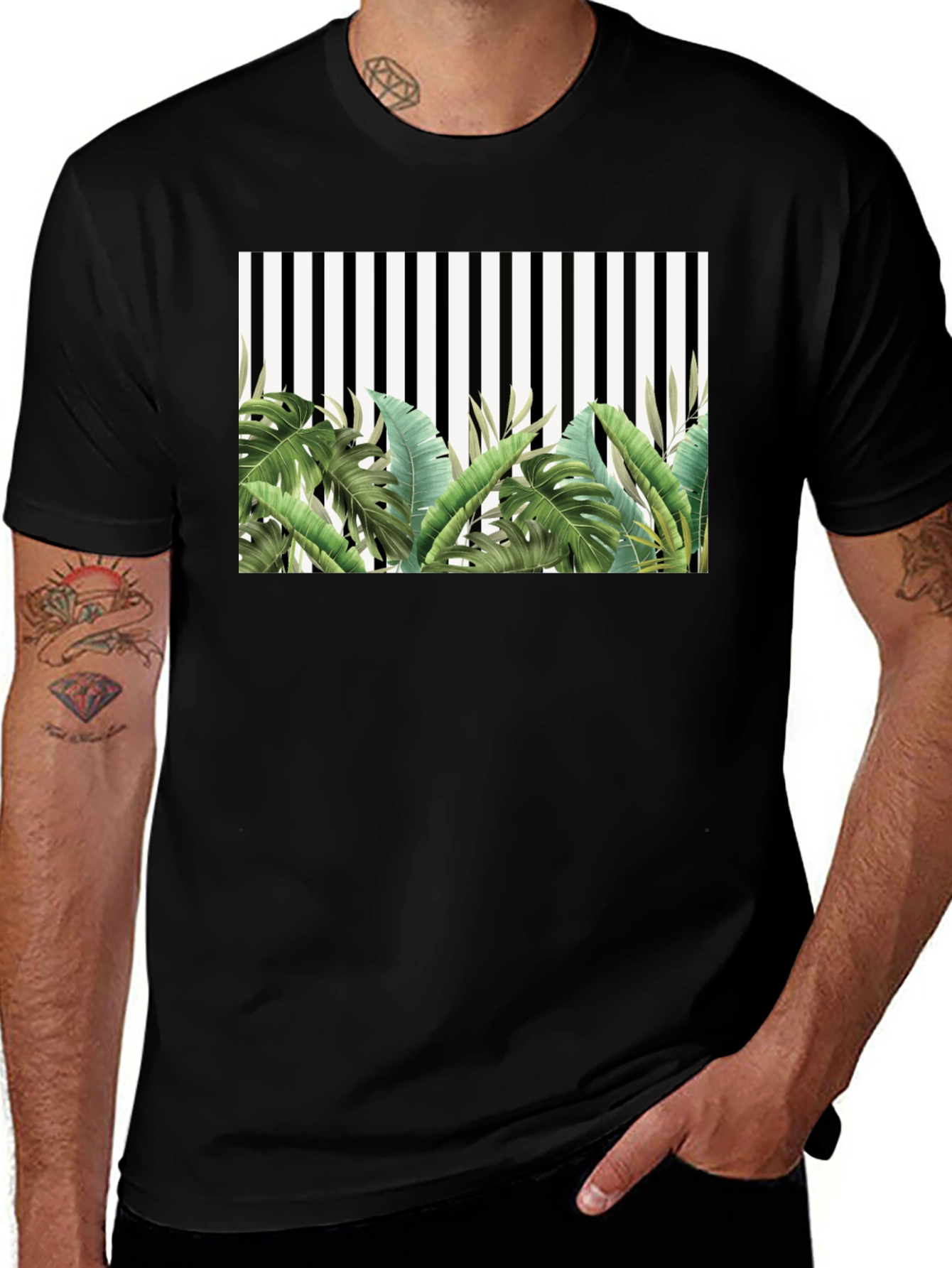 Tropical Stripe Tee - Mens Fashion