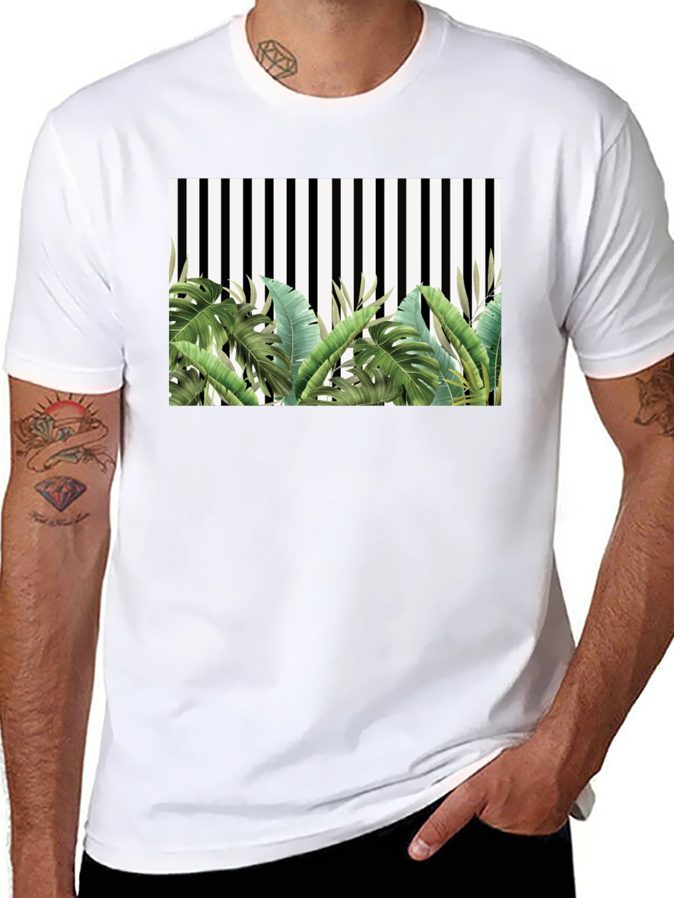 Tropical Stripe Tee - Mens Fashion