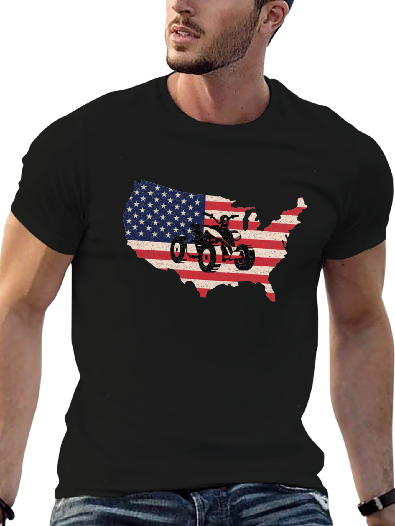 USA ATV Rider Graphic Tee - Patriotic Style