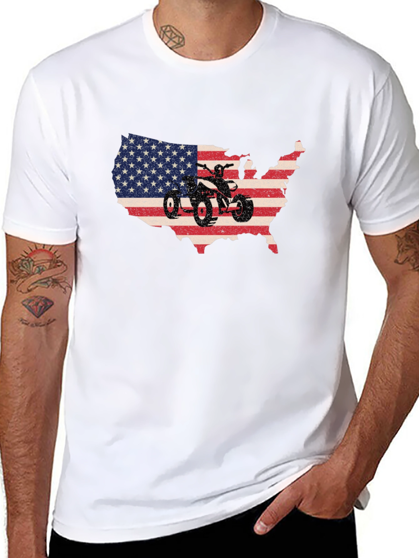 USA ATV Rider Graphic Tee - Patriotic Style