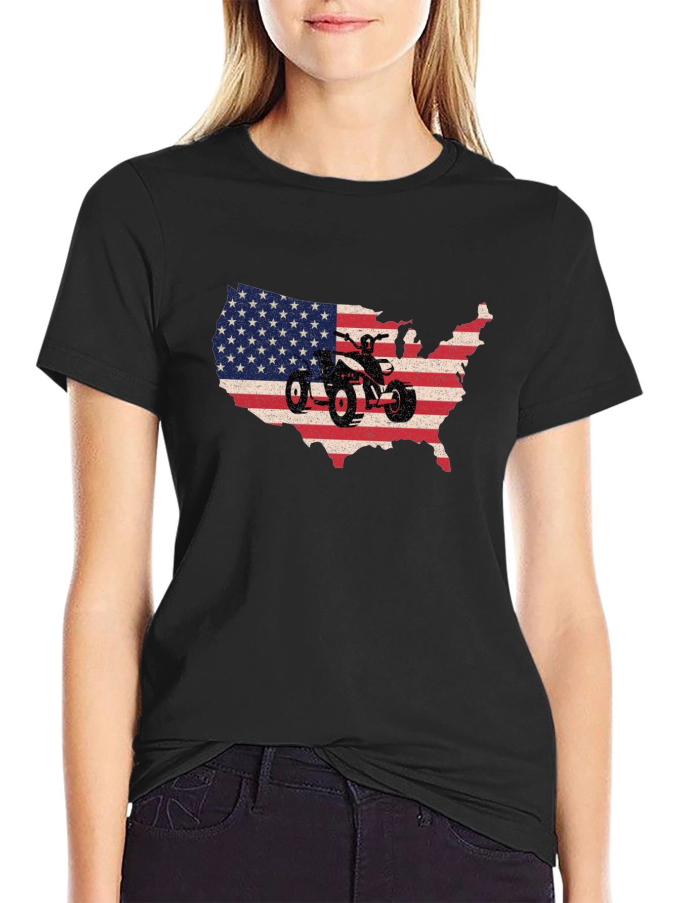 USA ATV Rider Graphic Tee - Patriotic Style