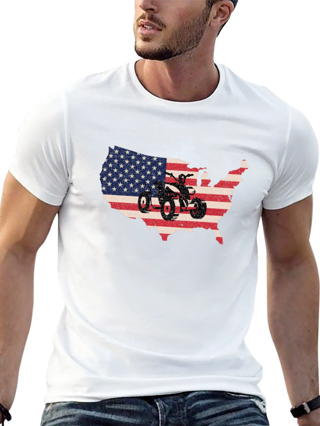 USA ATV Rider Graphic Tee - Patriotic Style