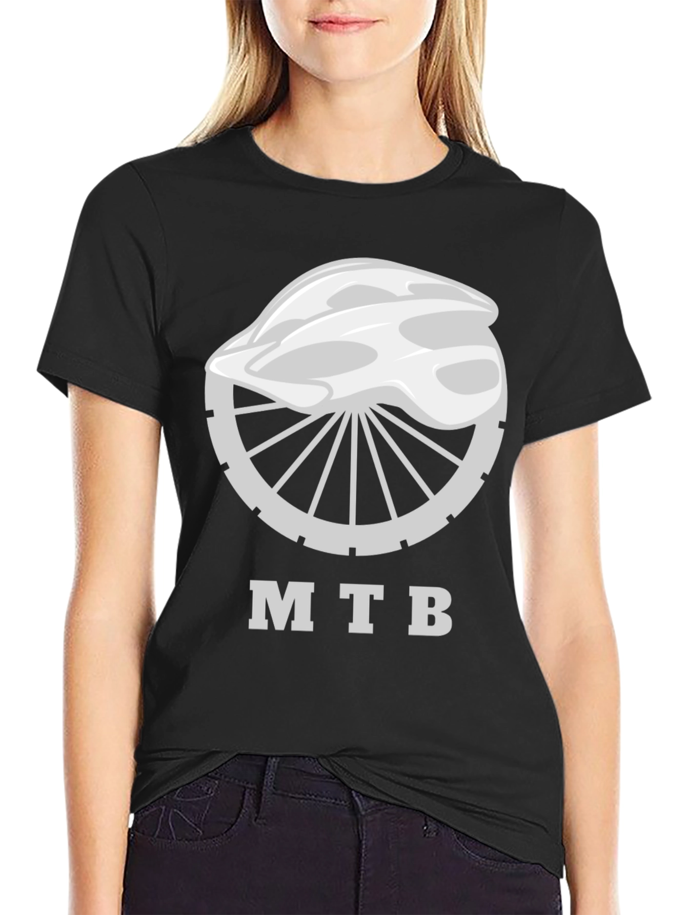 MTB Bike Helmet Graphic Tee - Black