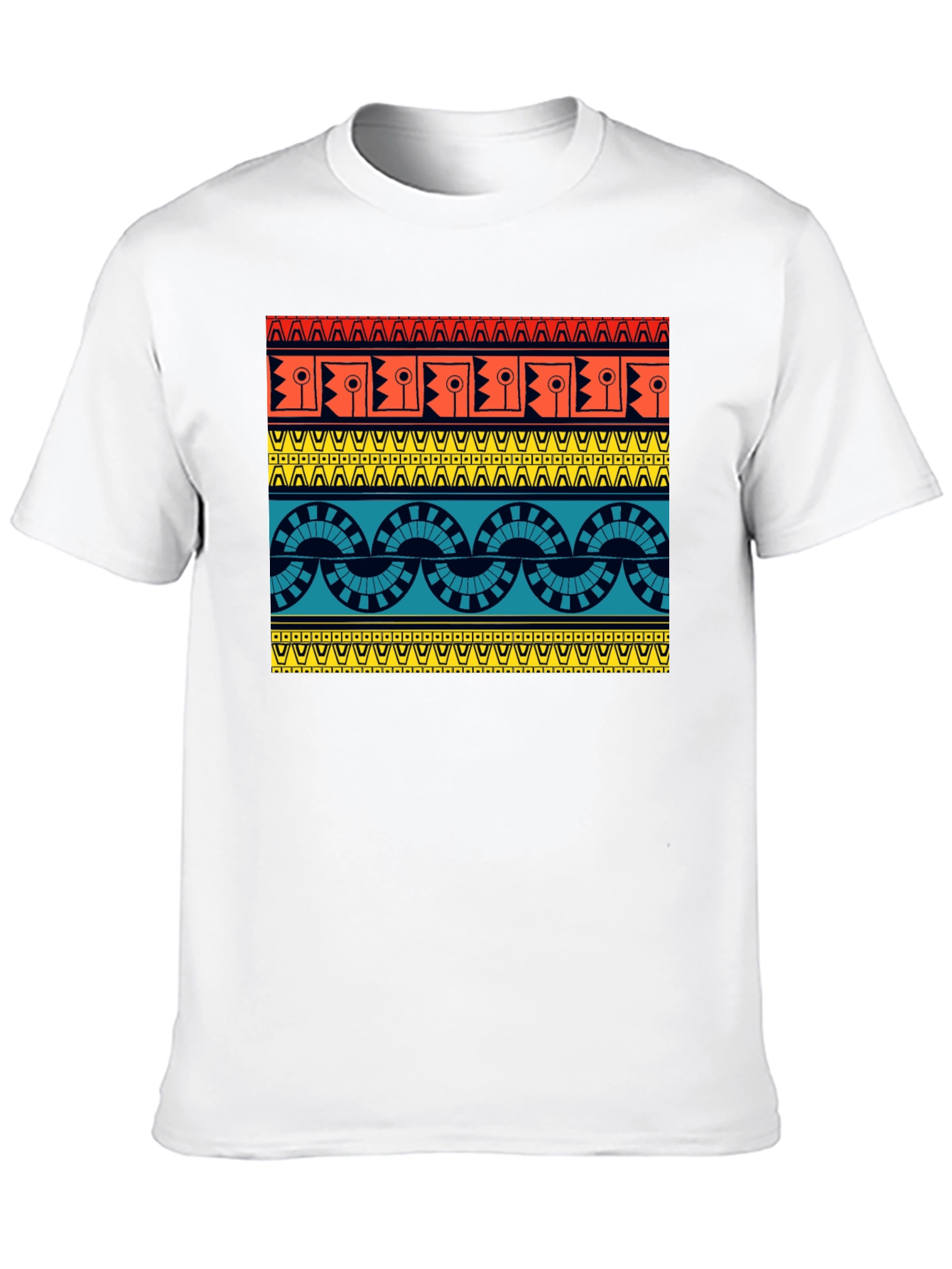 Geometric Aztec Pattern Black T-Shirt
