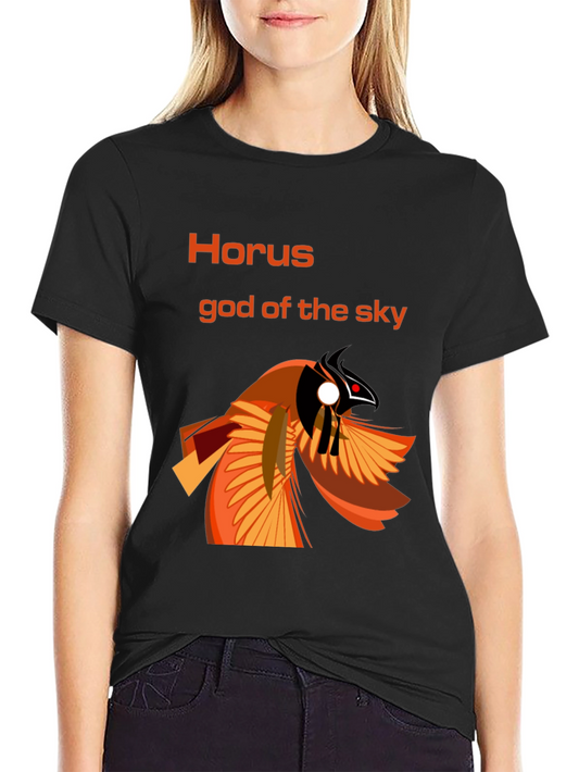 Horus God of the Sky Graphic Tee - Black Cotton T-Shirt
