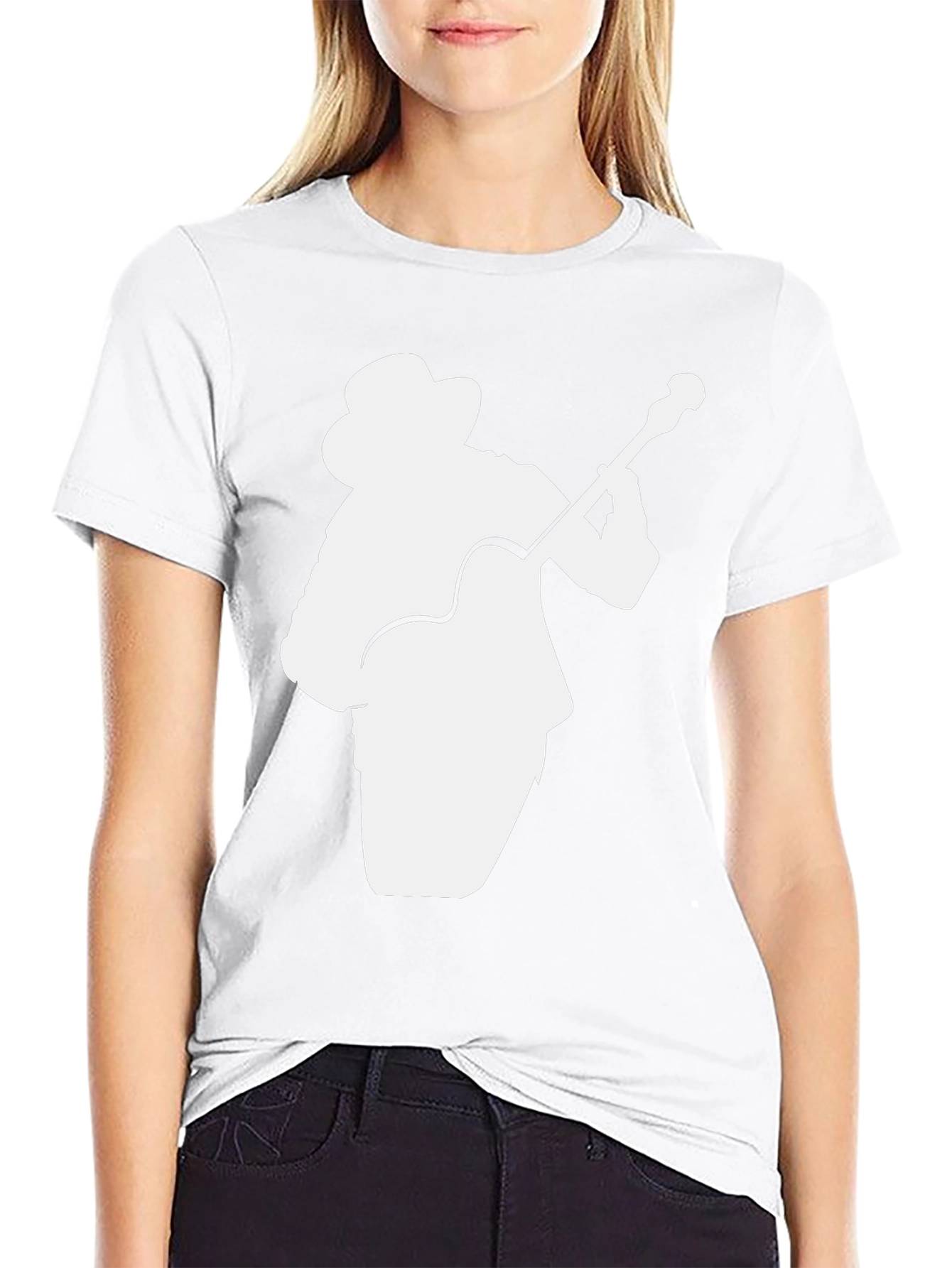 Black T-Shirt with Guitar Player Silhouette