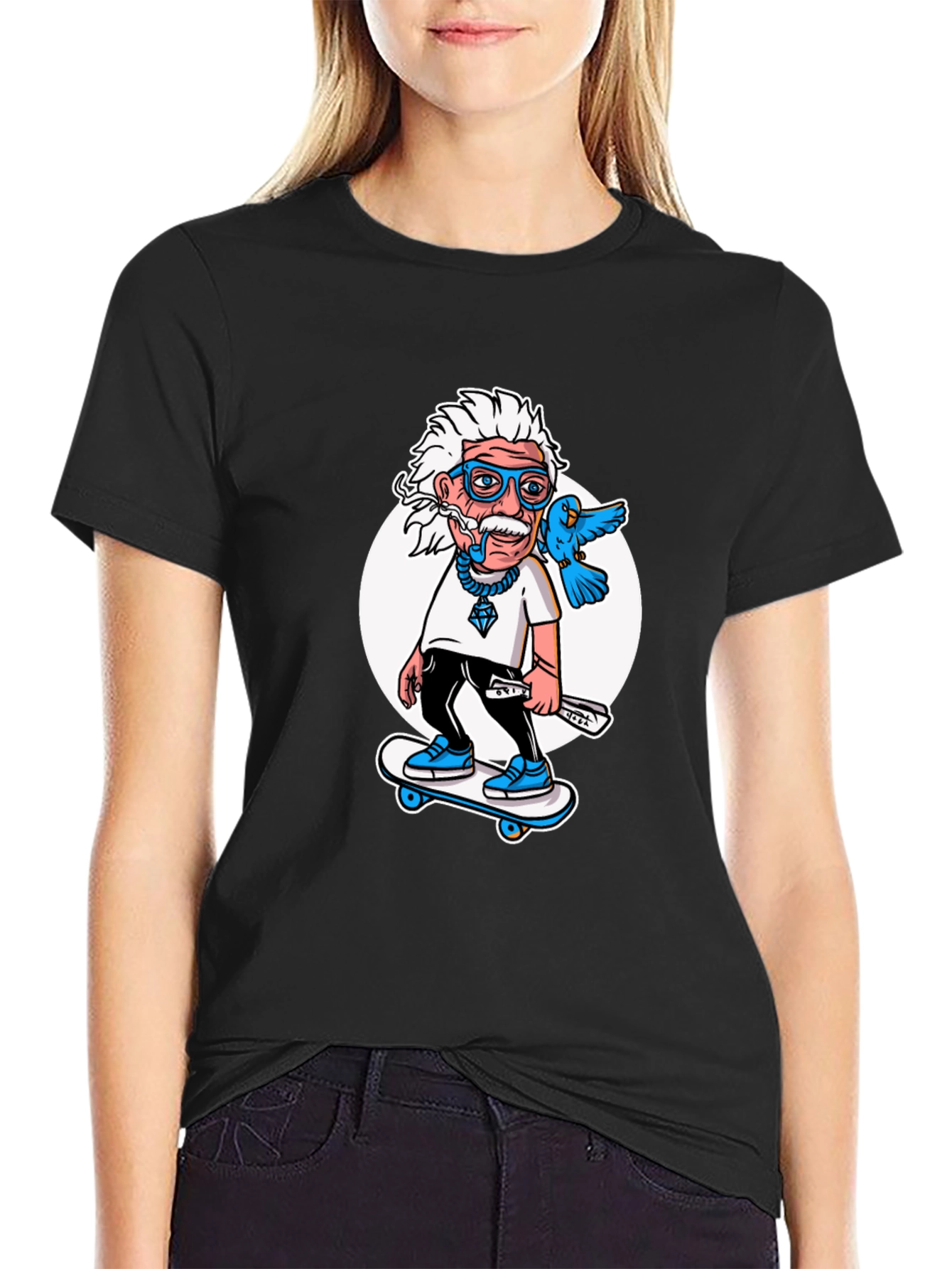 Einstein Skateboarder T-Shirt - Cool Cartoon Graphic Tee