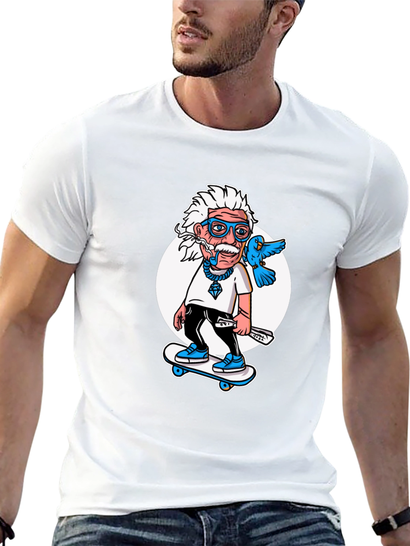 Einstein Skateboarder T-Shirt - Cool Cartoon Graphic Tee