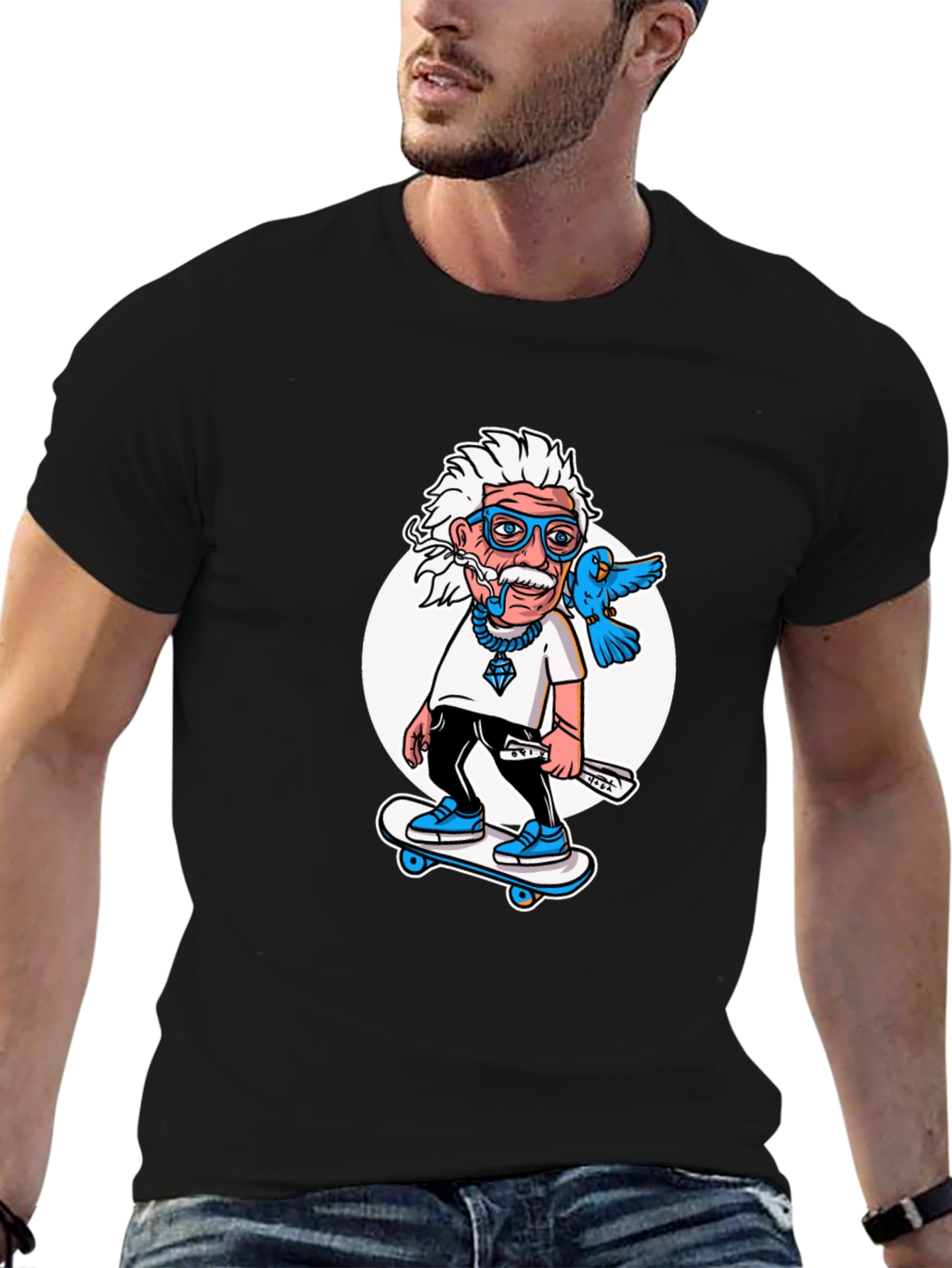 Einstein Skateboarder T-Shirt - Cool Cartoon Graphic Tee