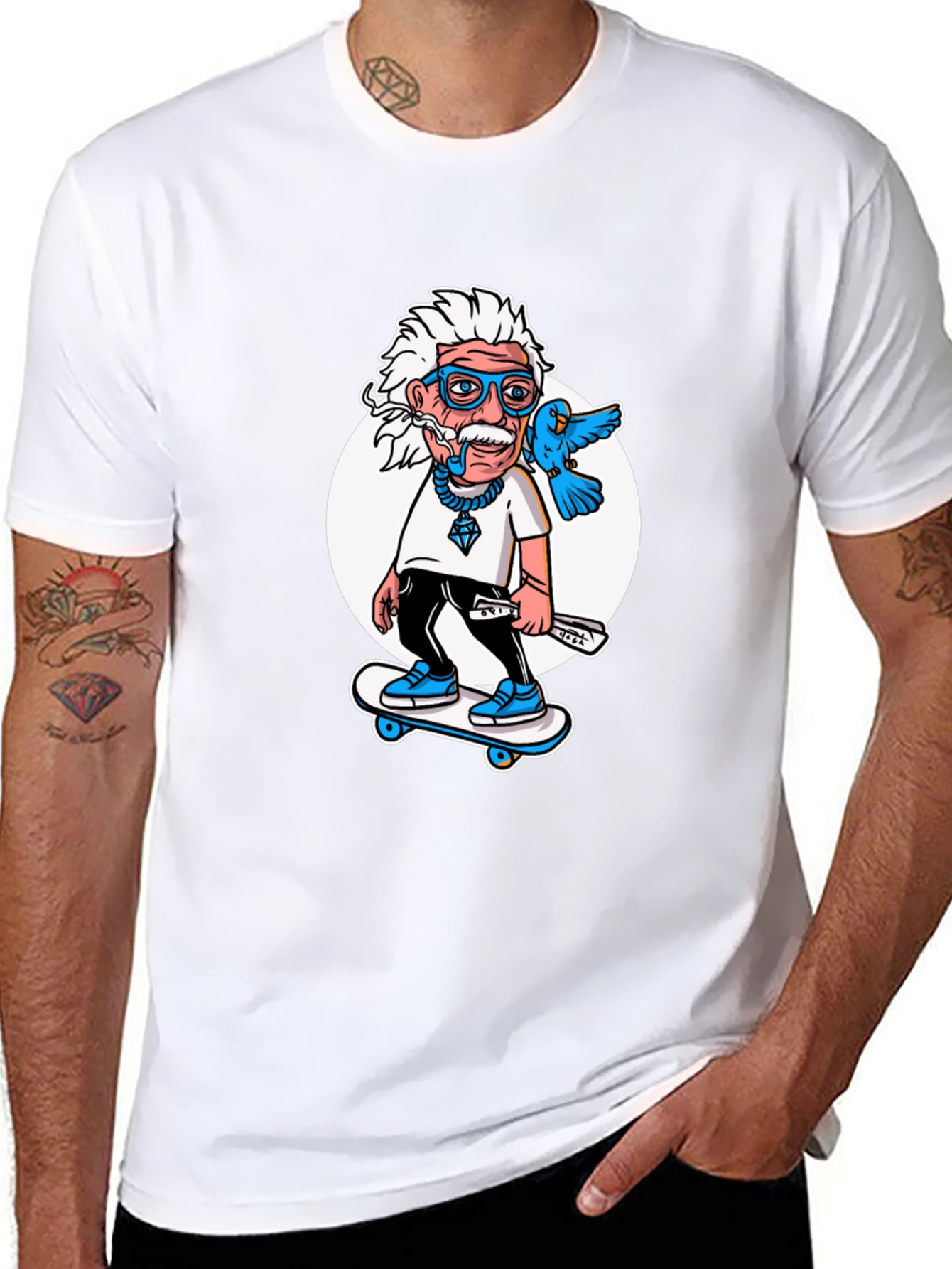Einstein Skateboarder T-Shirt - Cool Cartoon Graphic Tee