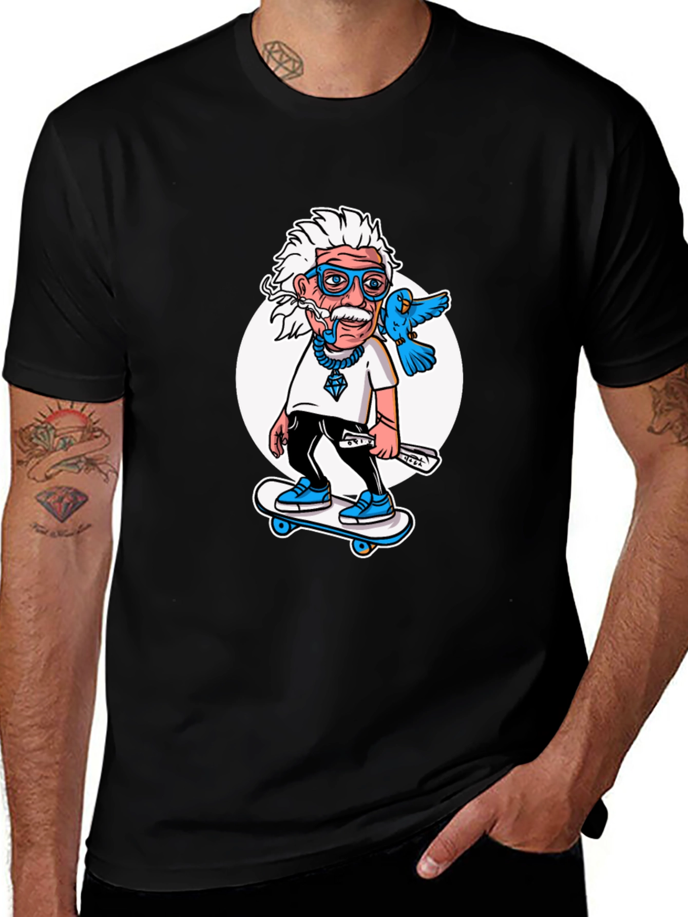 Einstein Skateboarder T-Shirt - Cool Cartoon Graphic Tee