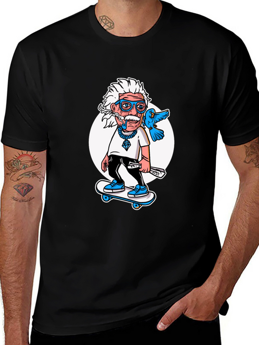 Einstein Skateboarder T-Shirt - Cool Cartoon Graphic Tee