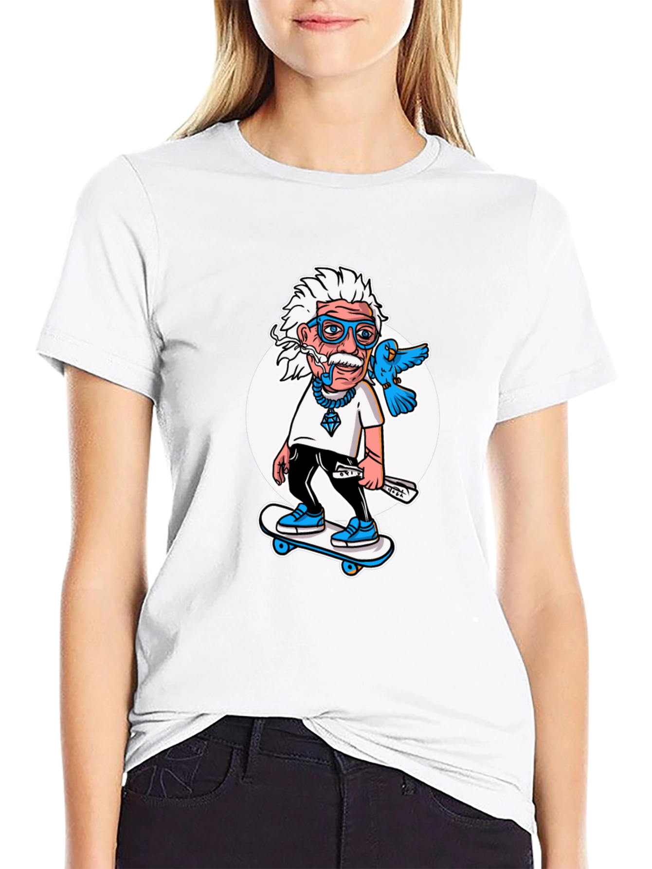 Einstein Skateboarder T-Shirt - Cool Cartoon Graphic Tee