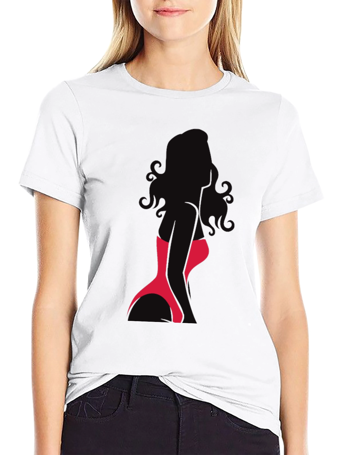 Silhouette Woman Graphic Tee - Sleek Black T-Shirt