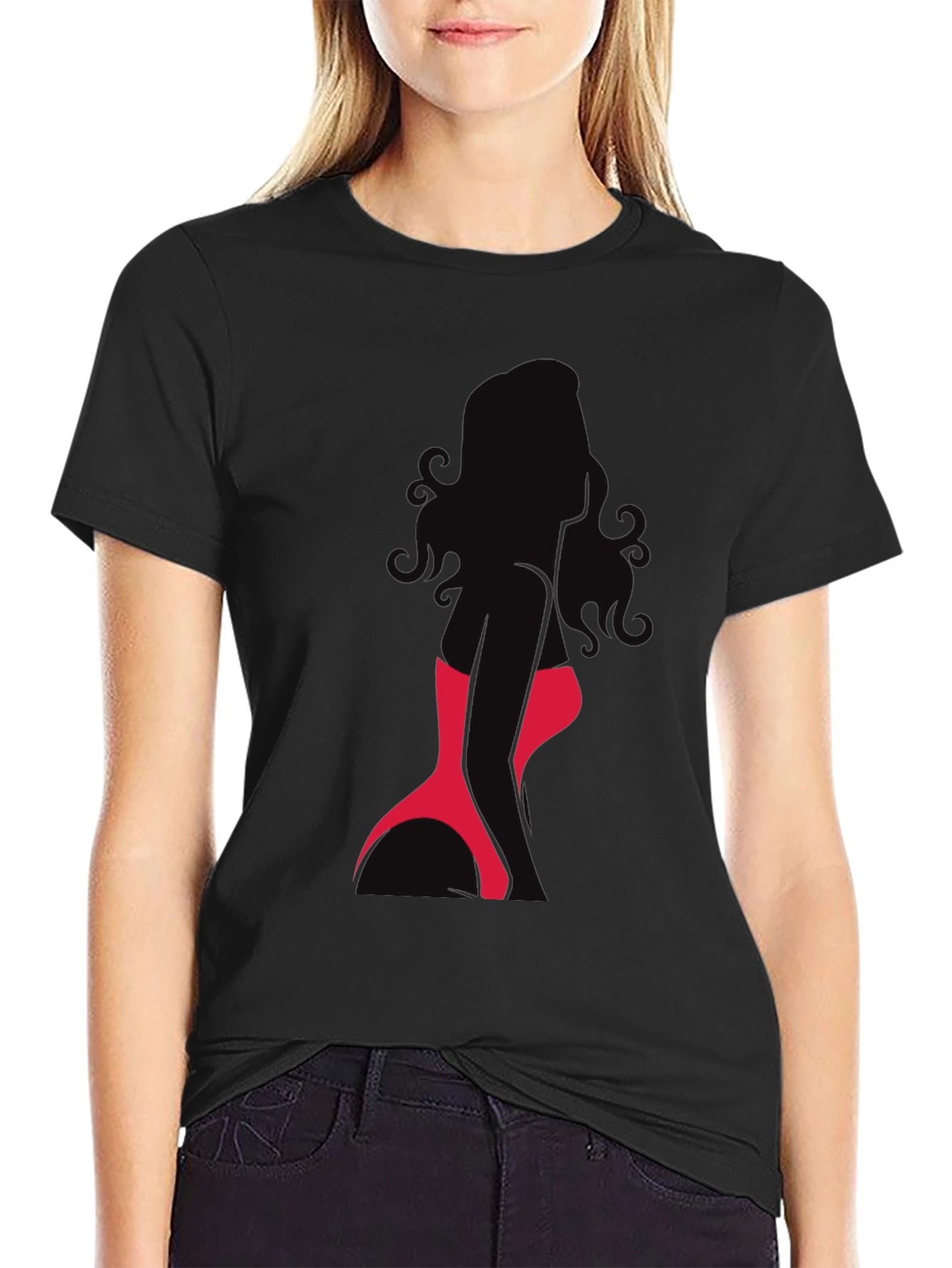 Silhouette Woman Graphic Tee - Sleek Black T-Shirt