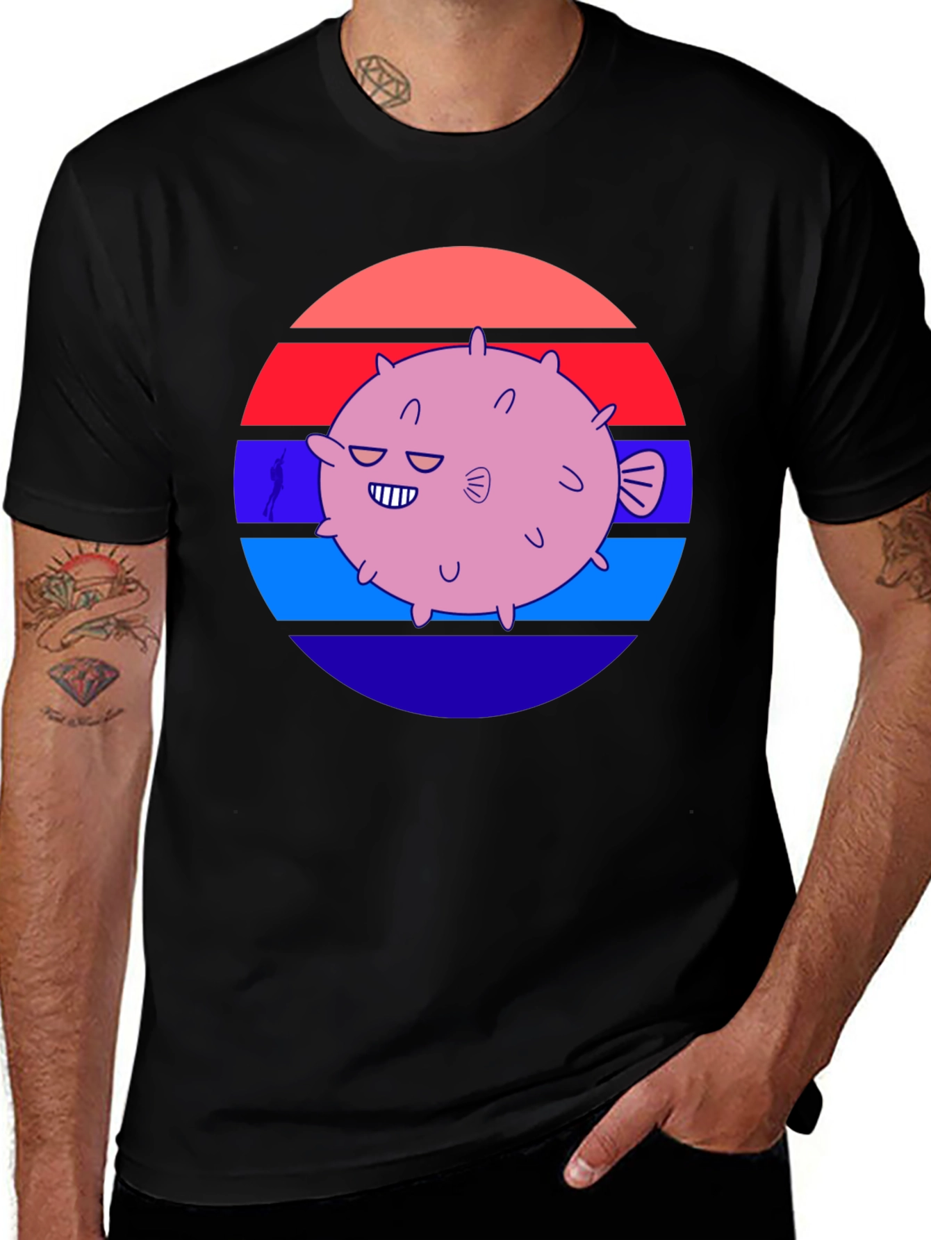 Puffer Fish Graphic Tee - Retro Style