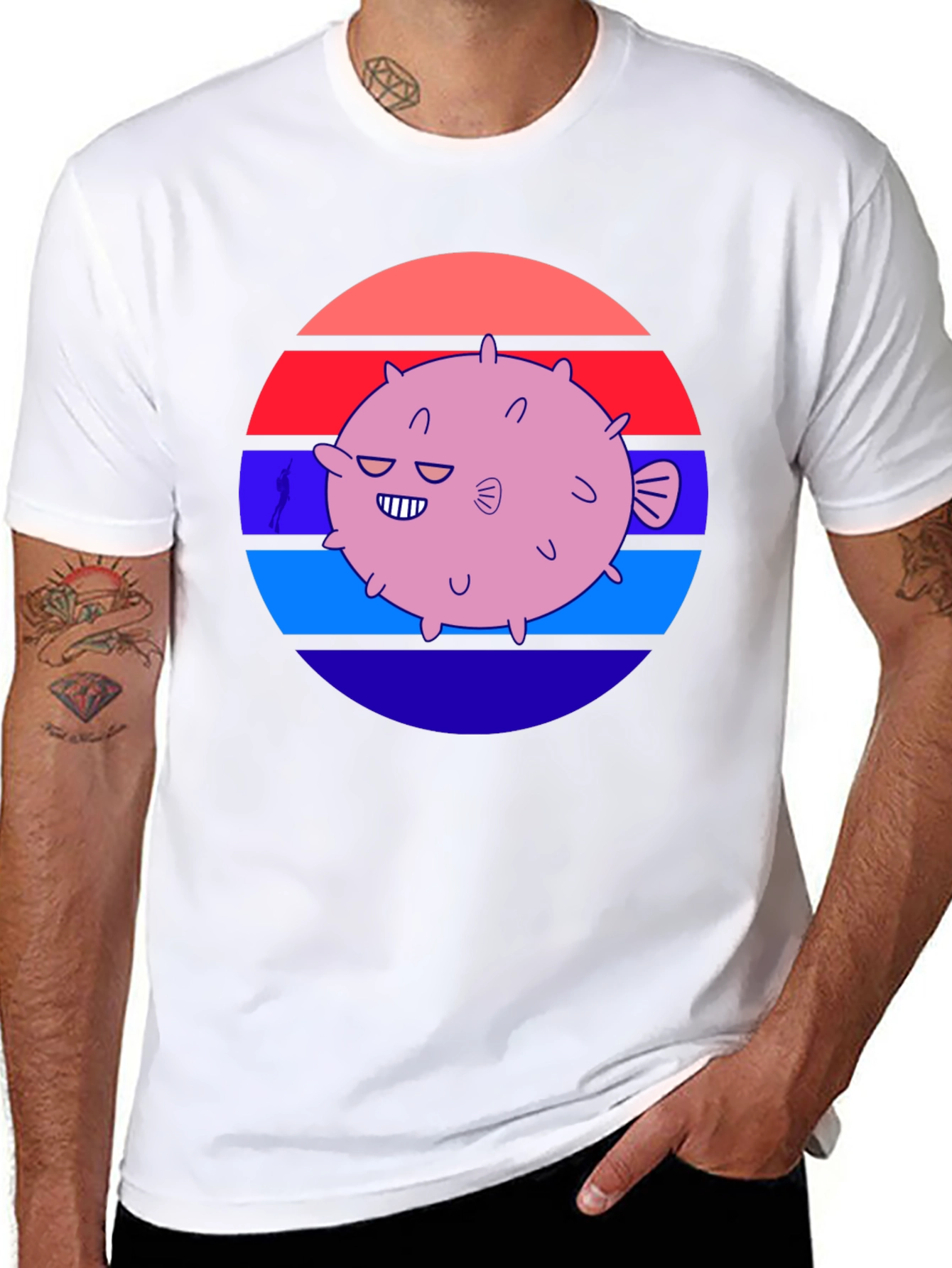 Puffer Fish Graphic Tee - Retro Style