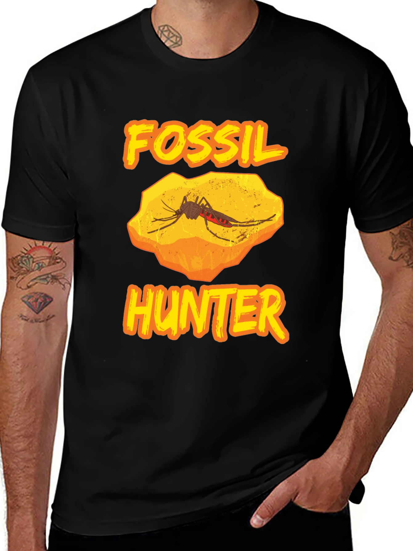 Fossil Hunter T-Shirt - Black Graphic Tee