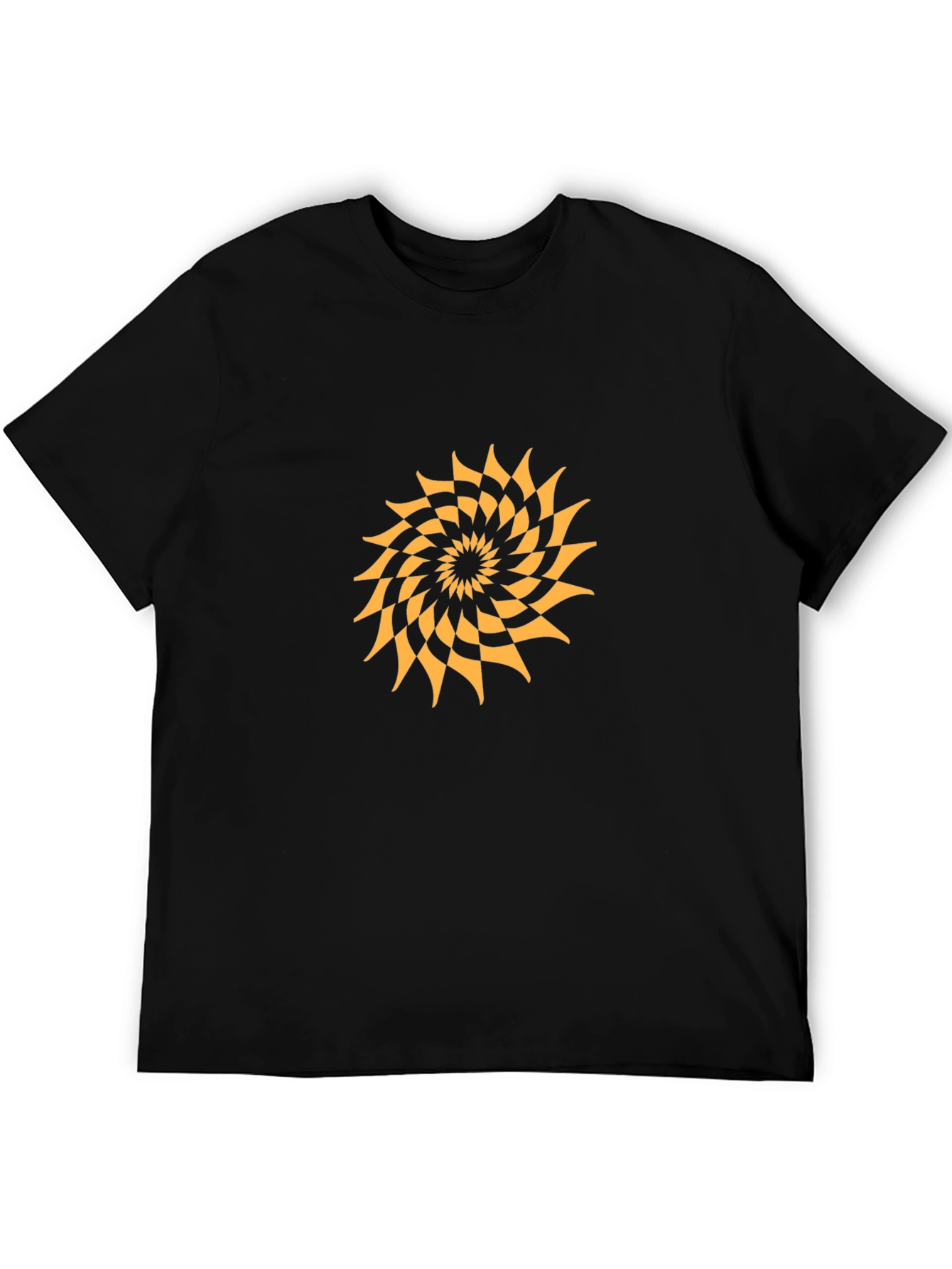 Geometric Spiral Graphic Tee - Modern Black T-Shirt