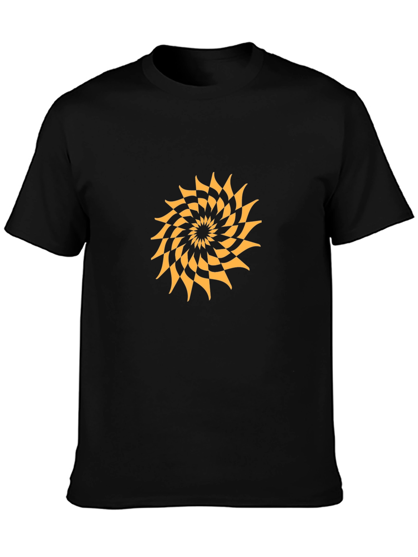 Geometric Spiral Graphic Tee - Modern Black T-Shirt