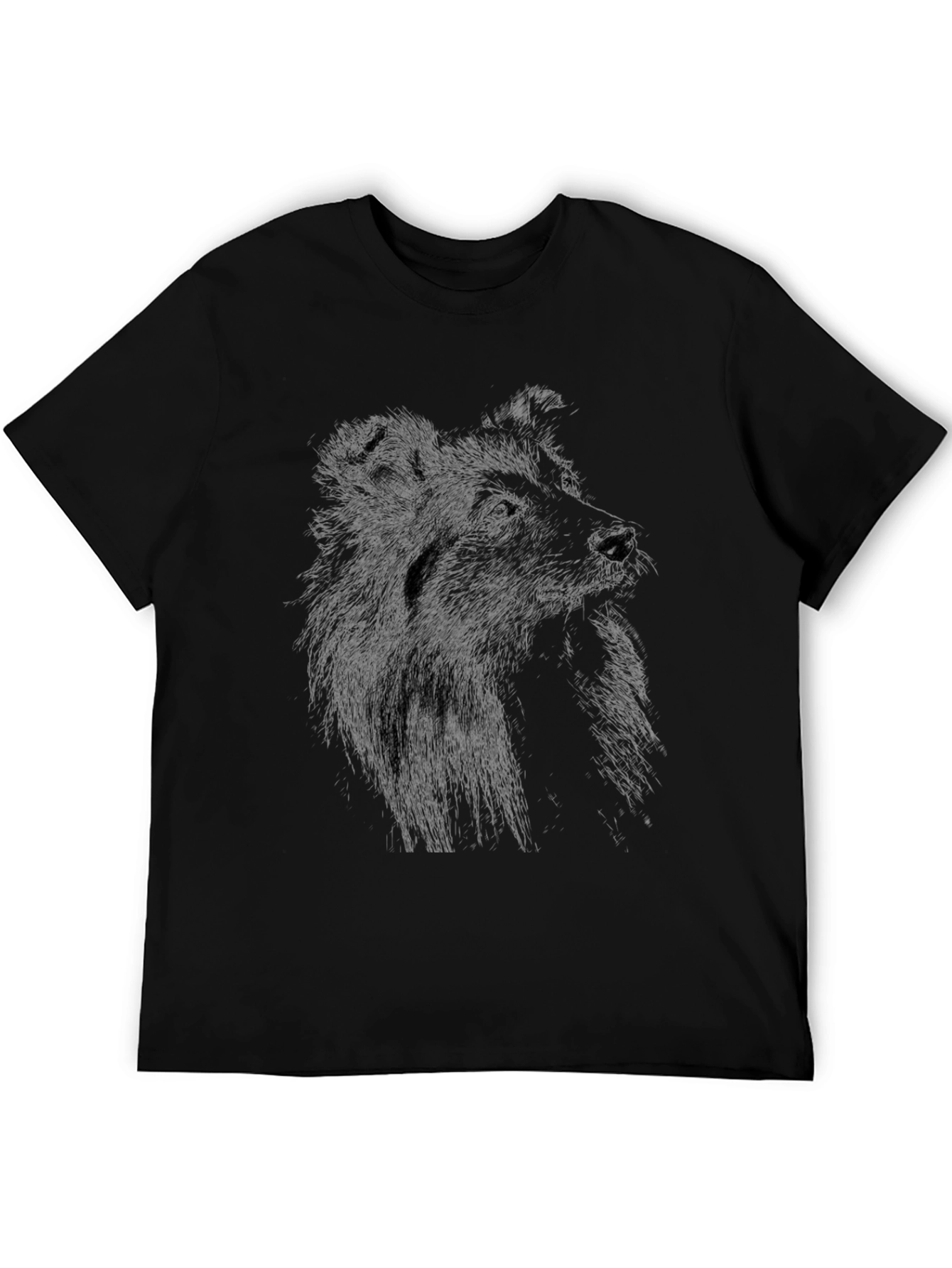 Dog Sketch Graphic Black T-Shirt