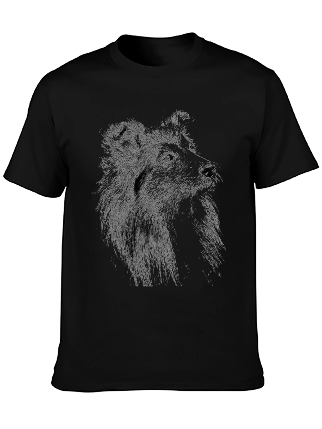 Dog Sketch Graphic Black T-Shirt