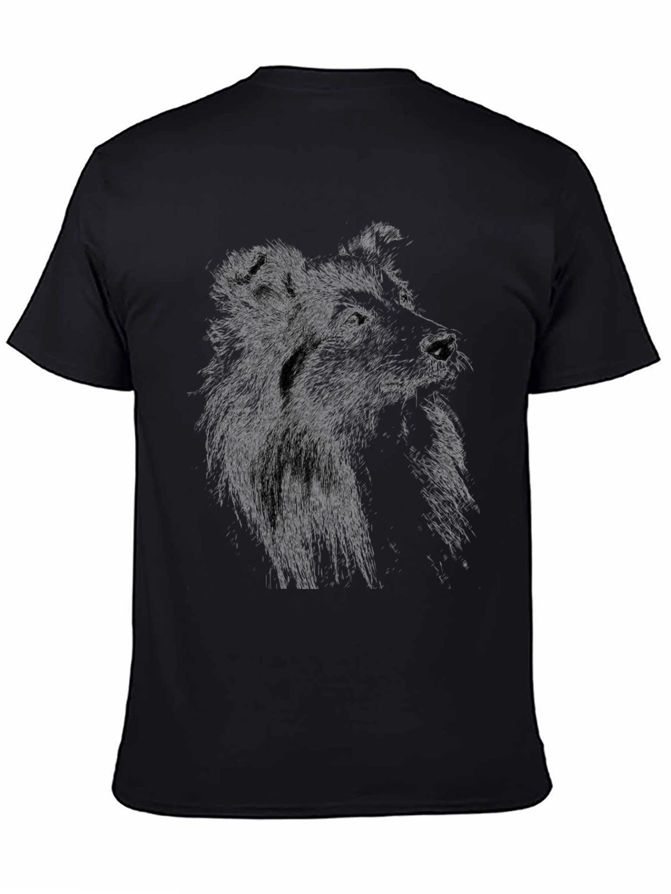 Dog Sketch Graphic Black T-Shirt
