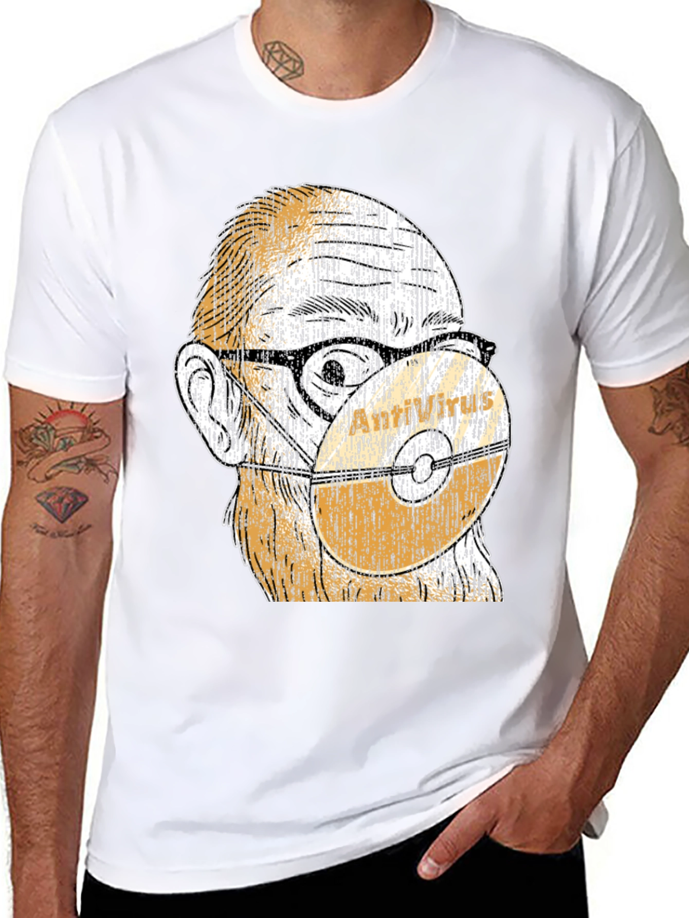 Unique Graphic Tee - CD Mask Design