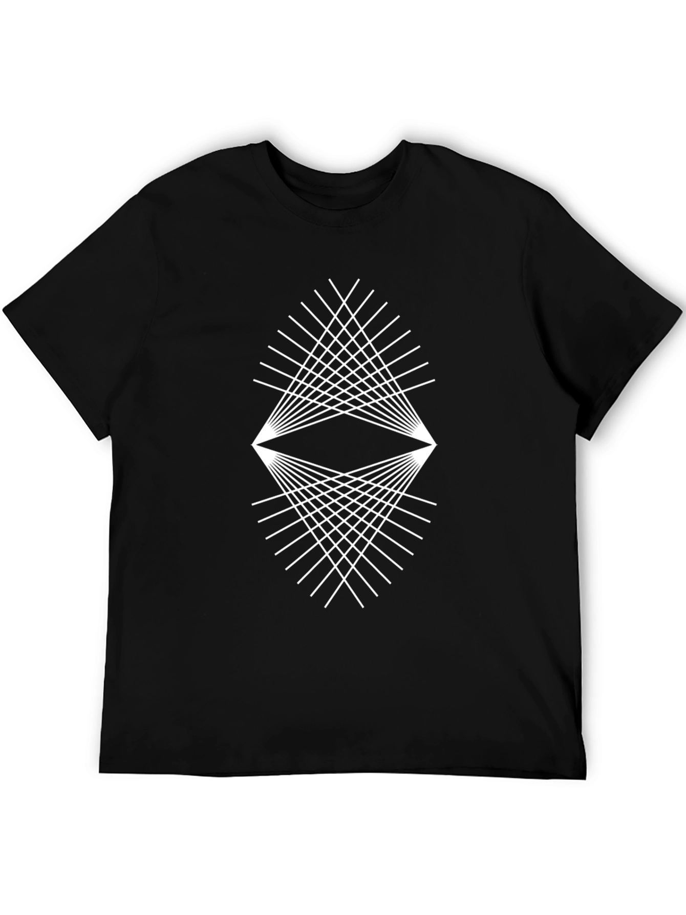 Geometric Line Art Graphic Black T-Shirt