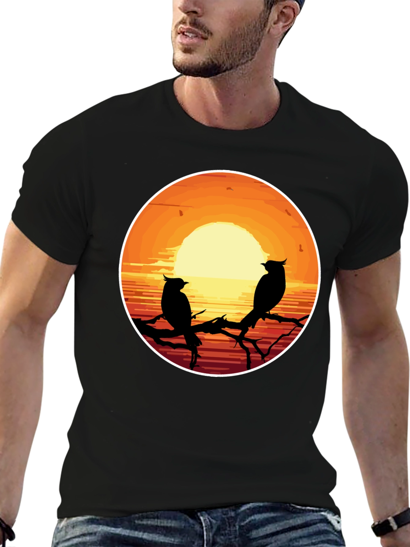 Sunset Birds Graphic T-Shirt