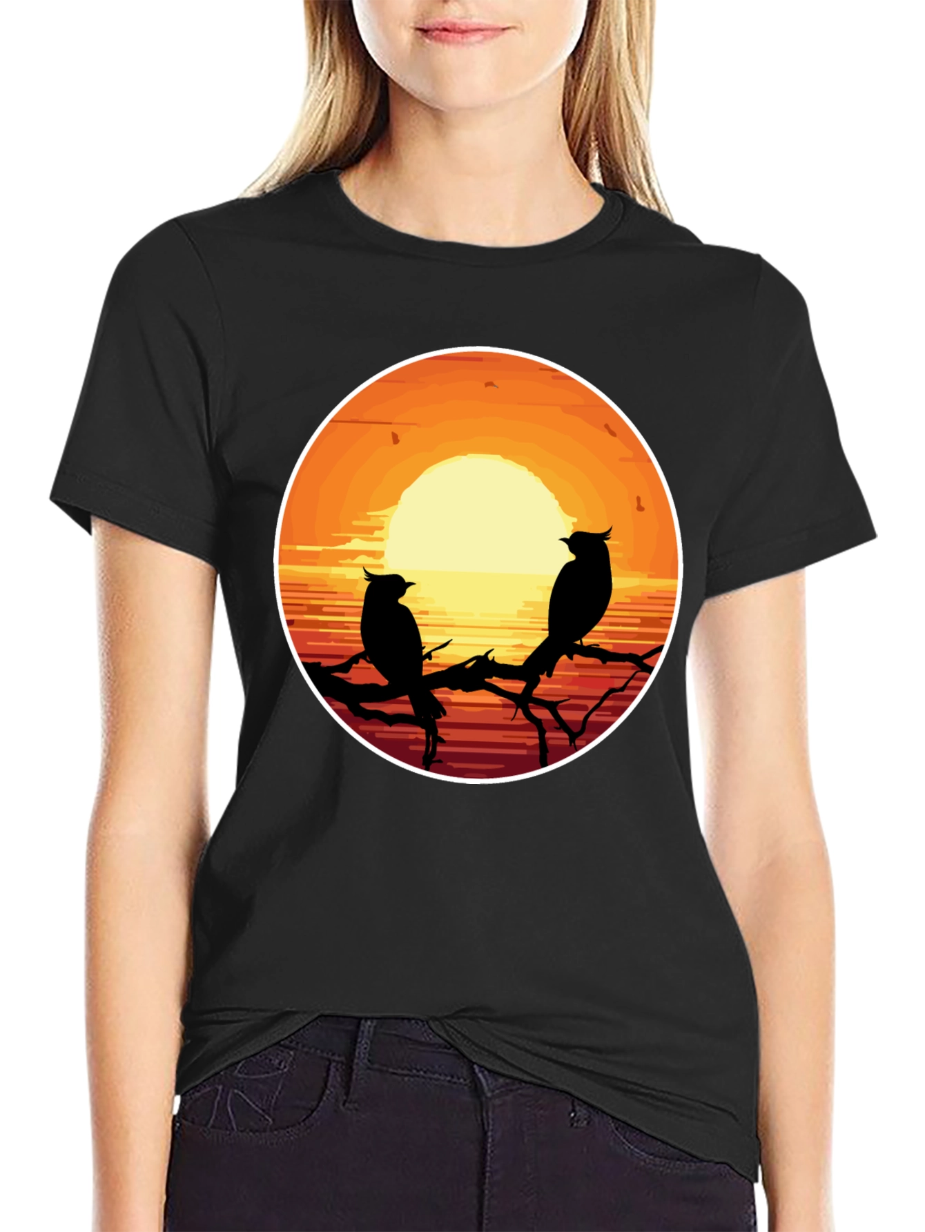 Sunset Birds Graphic T-Shirt