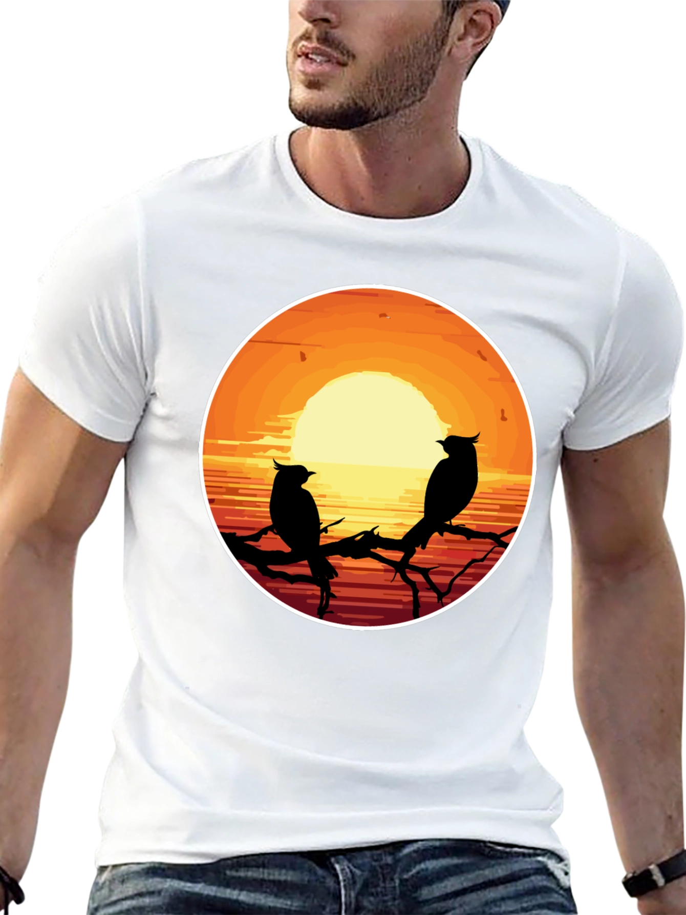Sunset Birds Graphic T-Shirt
