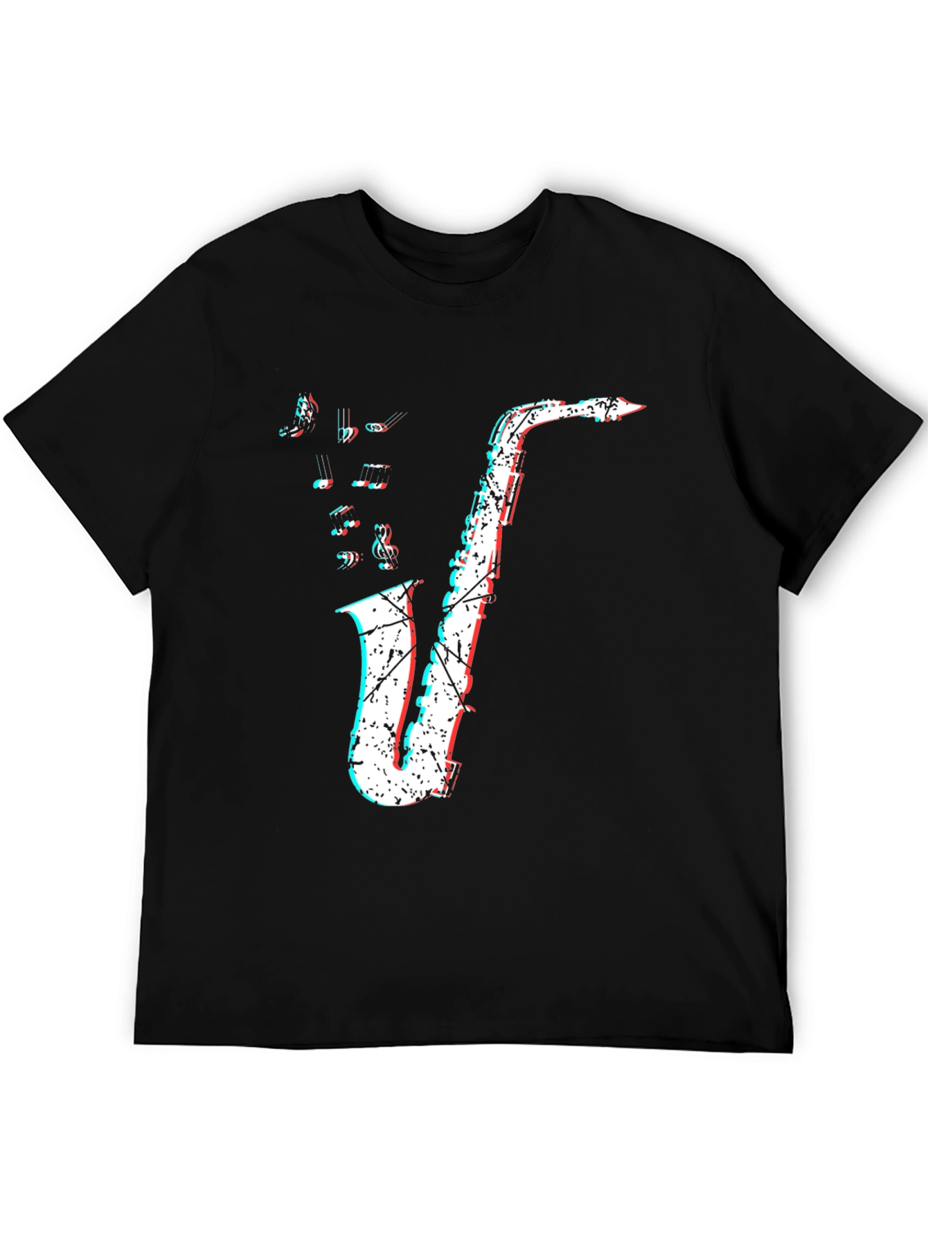 Saxophone Graphic Print Mens Black T-Shirt