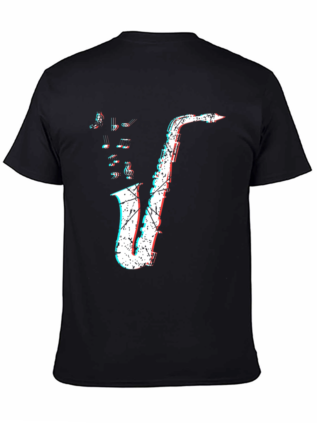 Saxophone Graphic Print Mens Black T-Shirt