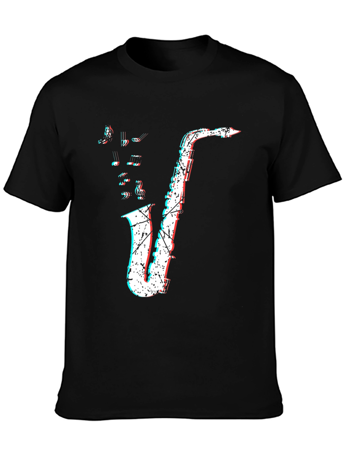 Saxophone Graphic Print Mens Black T-Shirt