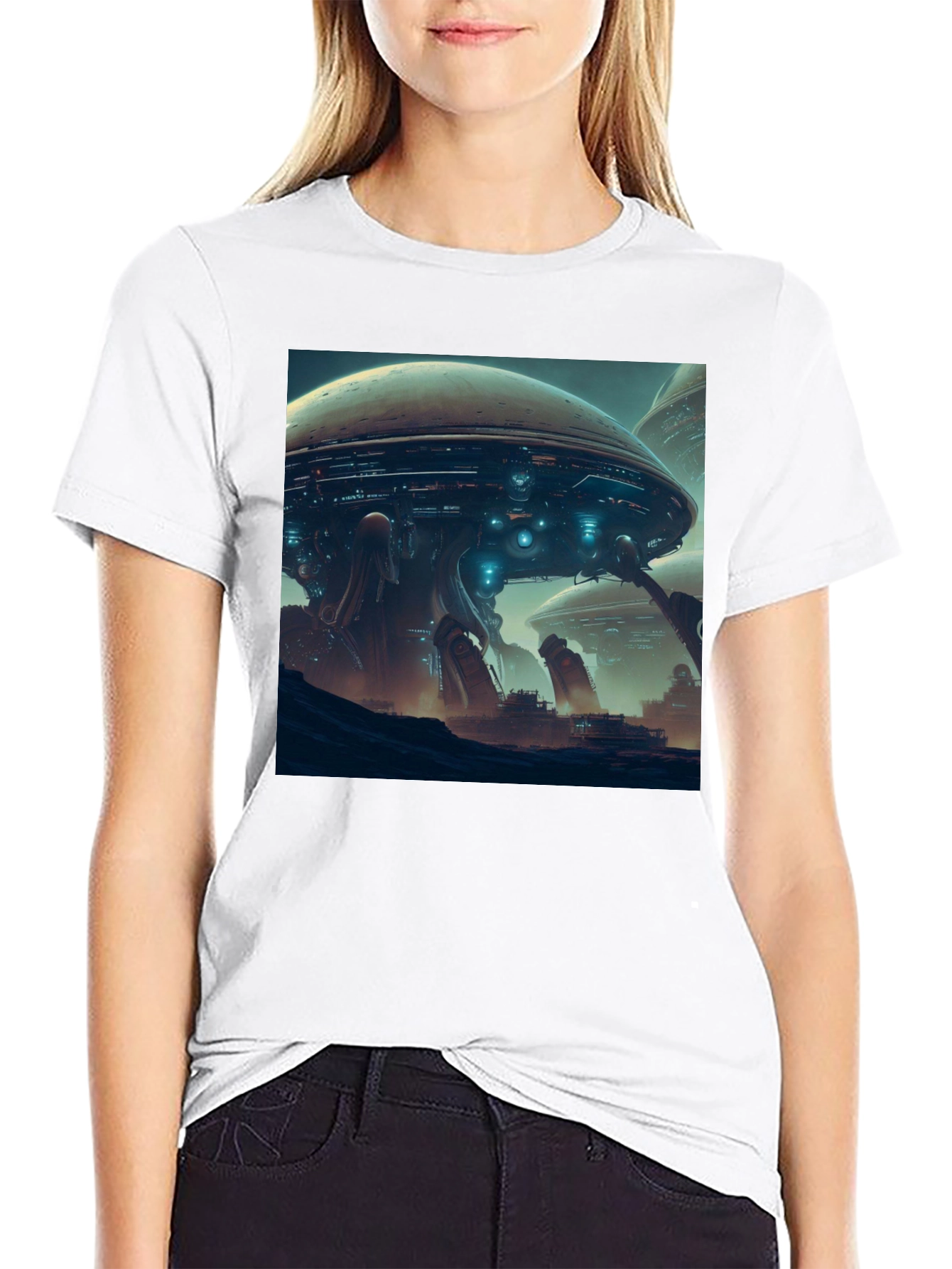 Sci-Fi Cityscape T-Shirt - Bold Graphic Tee