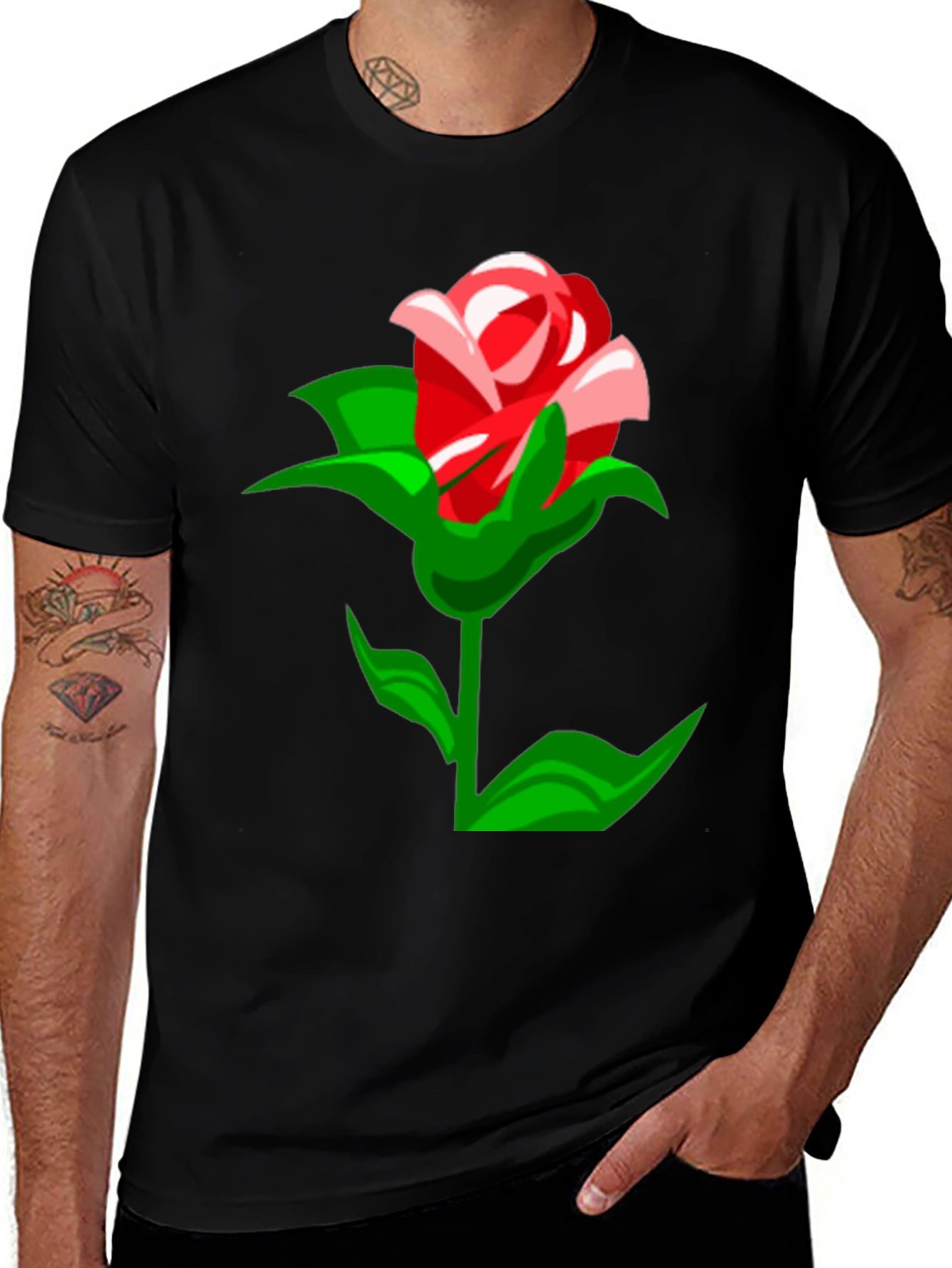 Rose Graphic T-Shirt - Stylish Mens Tee