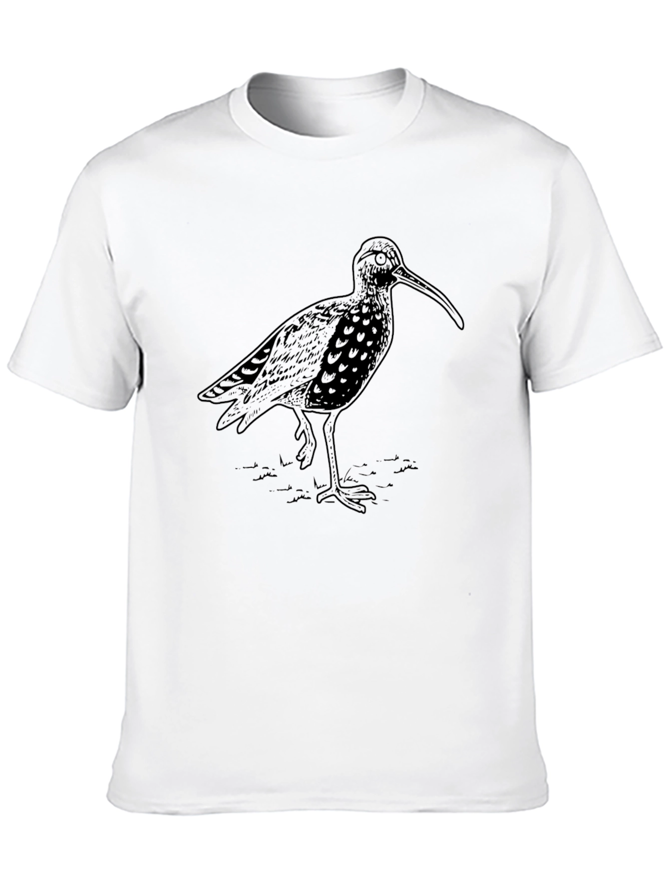 Curlew Bird Graphic Tee - Casual Black T-Shirt