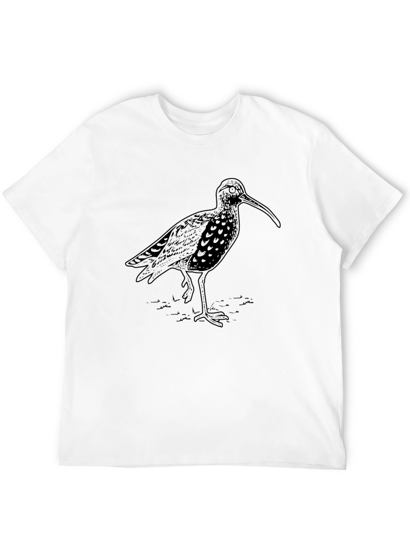 Curlew Bird Graphic Tee - Casual Black T-Shirt
