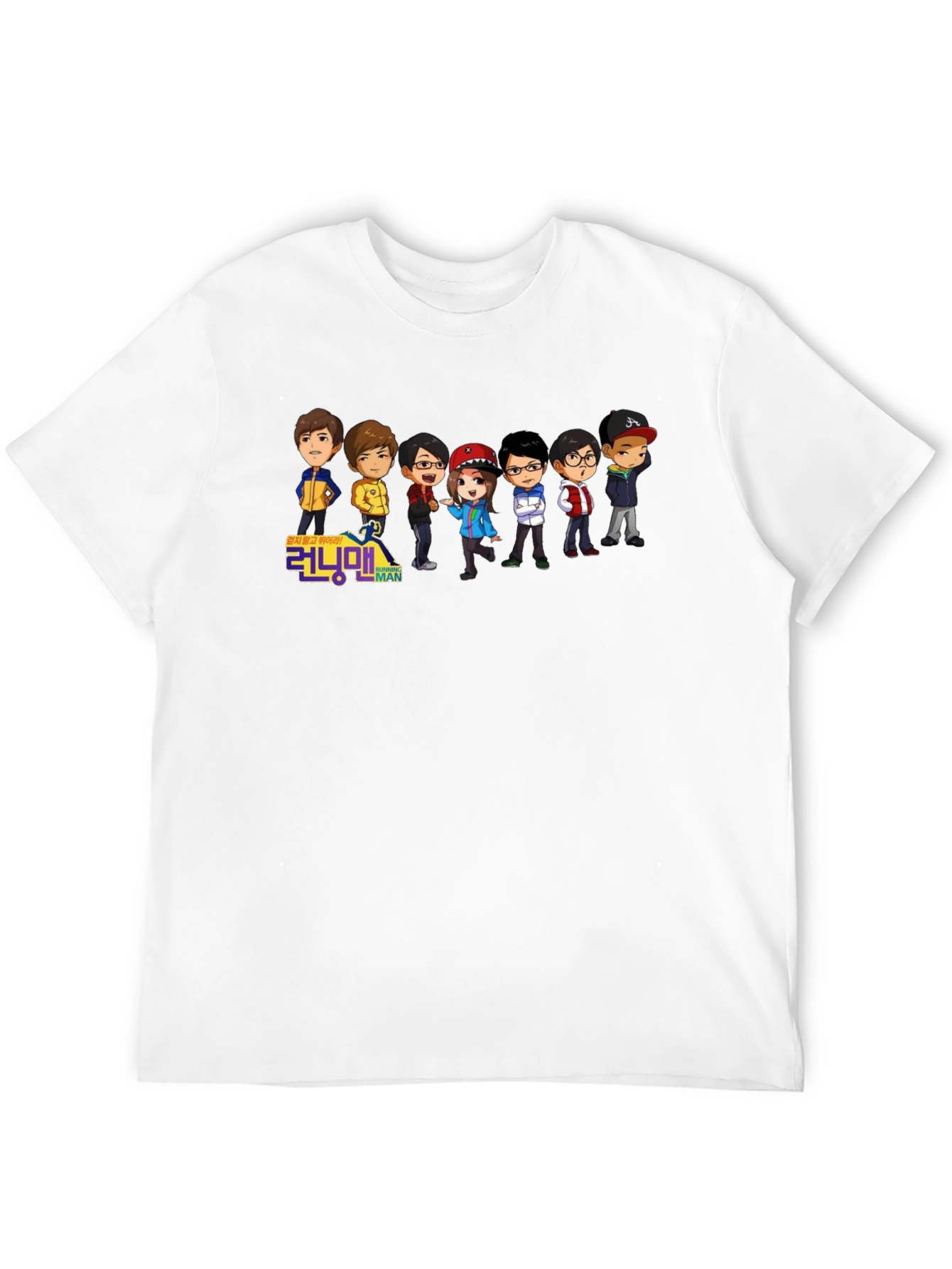 Running Man Cartoon Graphic Black T-Shirt