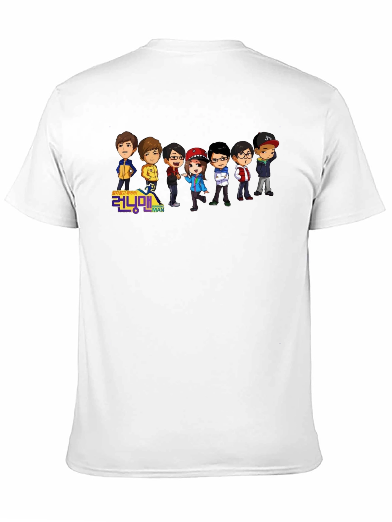 Running Man Cartoon Graphic Black T-Shirt