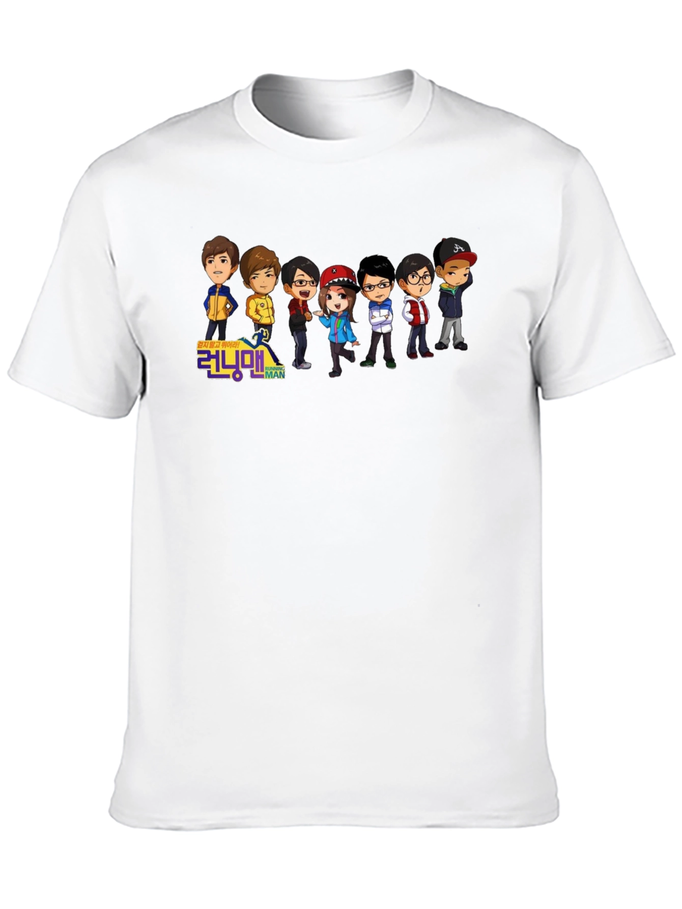Running Man Cartoon Graphic Black T-Shirt