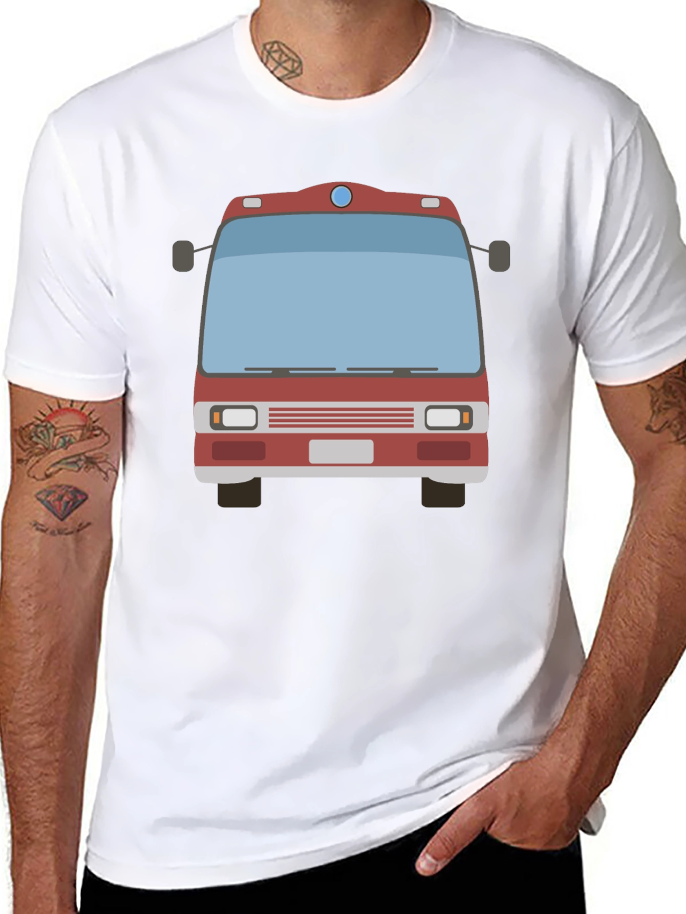 Fire Truck Graphic Tee - Black Casual T-Shirt