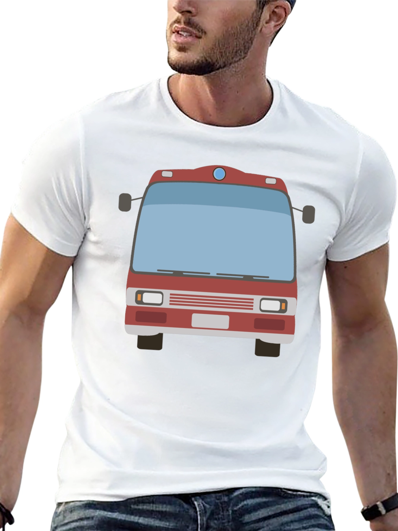 Fire Truck Graphic Tee - Black Casual T-Shirt