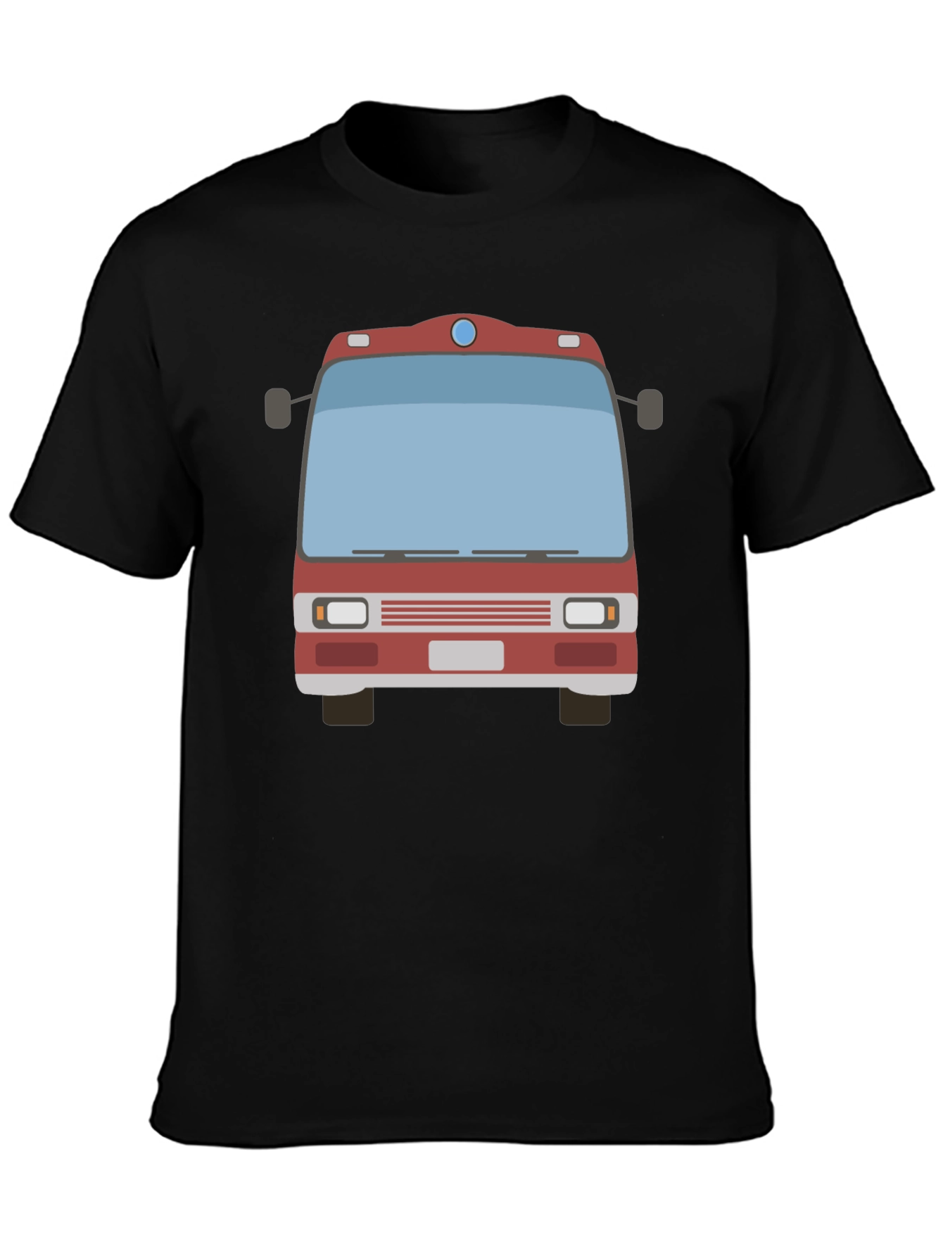 Fire Truck Graphic Tee - Black Casual T-Shirt