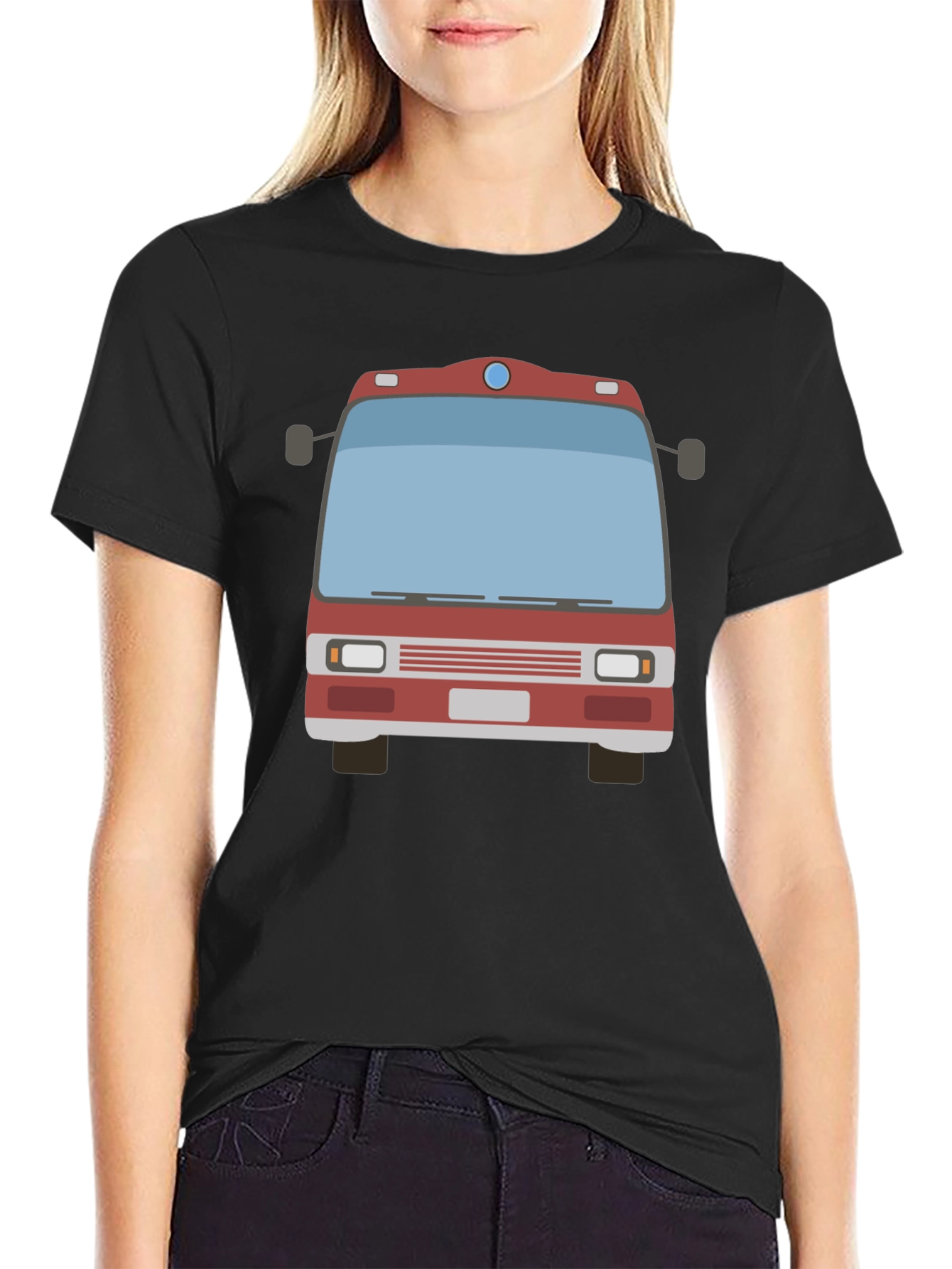Fire Truck Graphic Tee - Black Casual T-Shirt